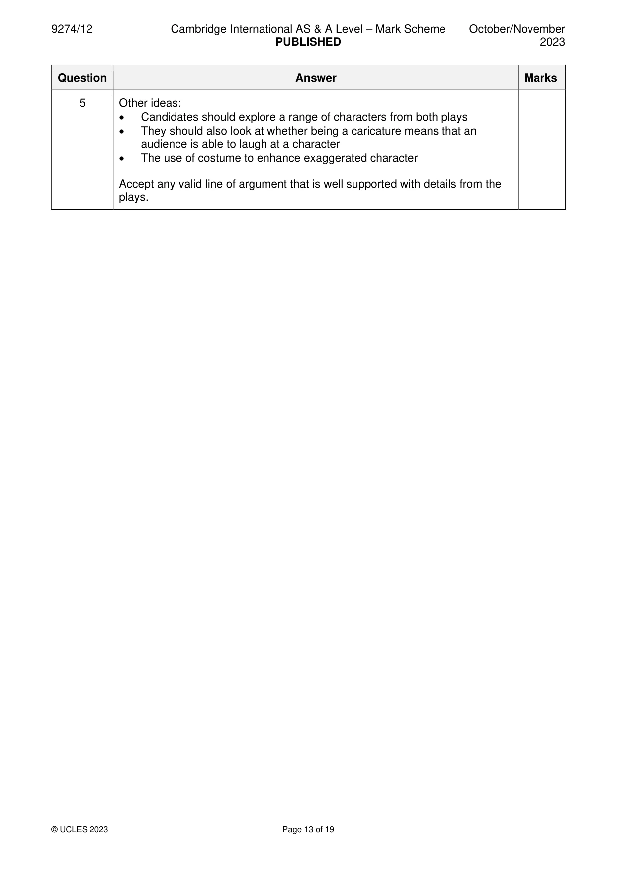 Mark scheme, page 13 of 19