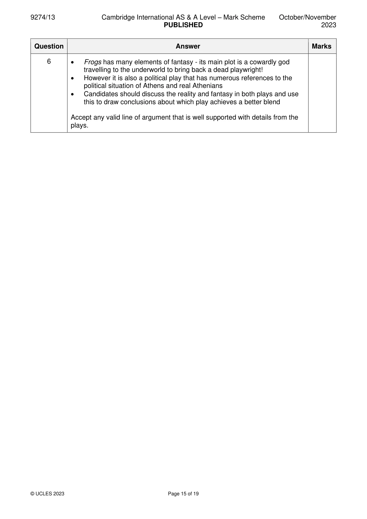 Mark scheme, page 15 of 19
