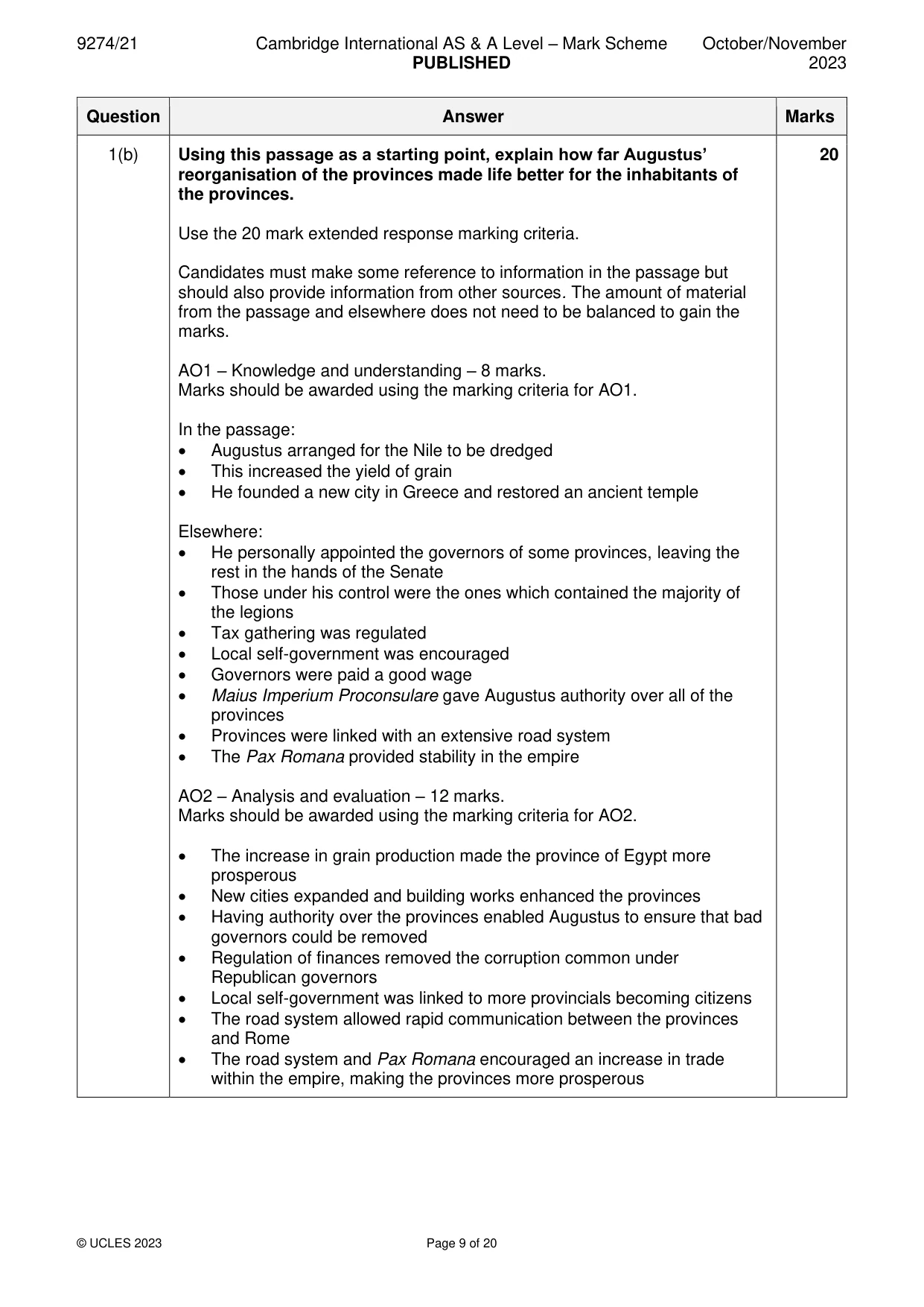Mark scheme, page 9 of 20
