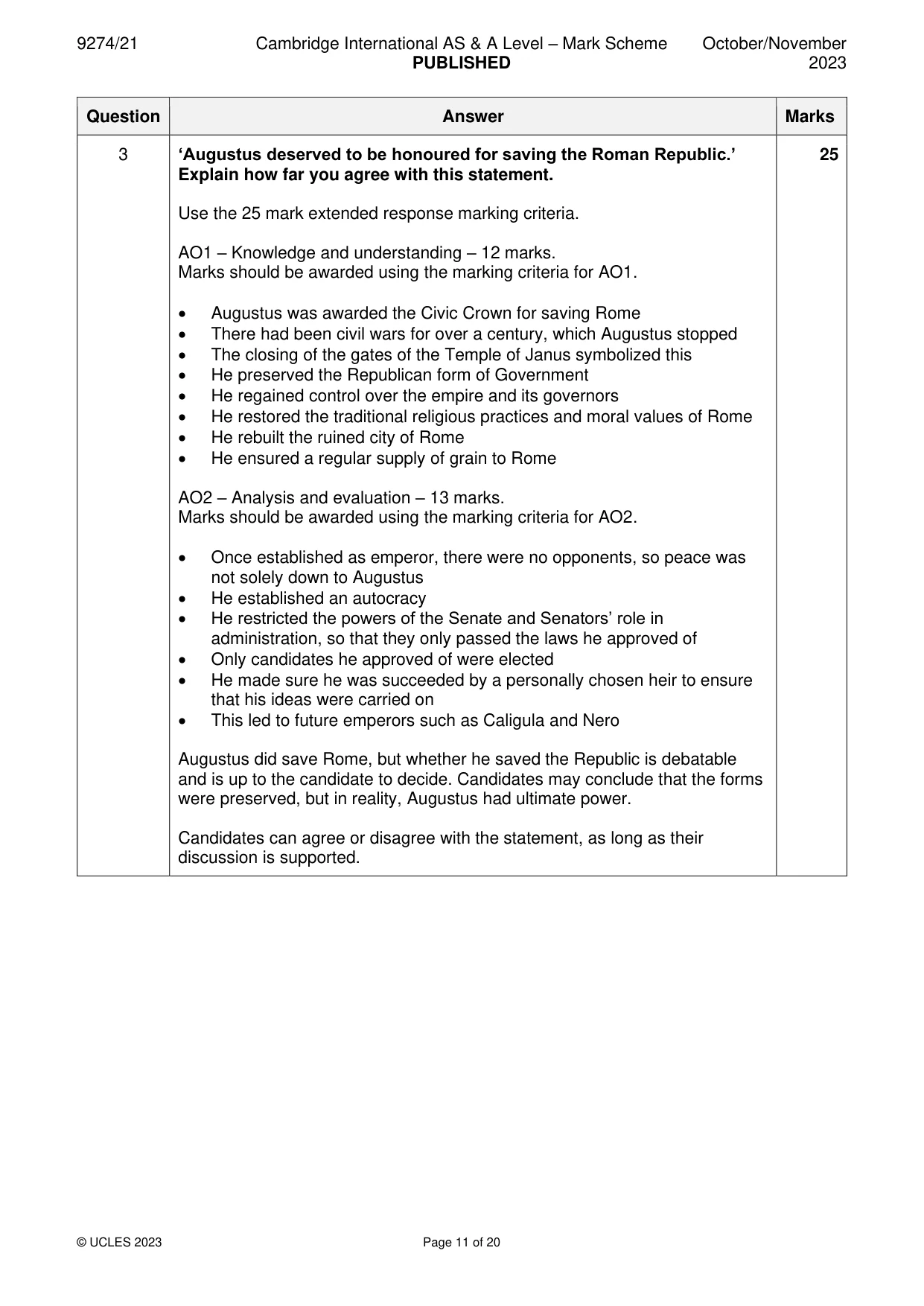 Mark scheme, page 11 of 20