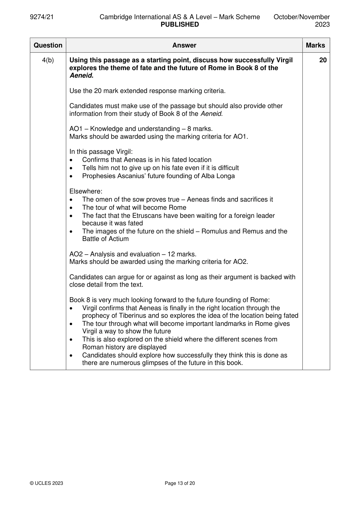 Mark scheme, page 13 of 20