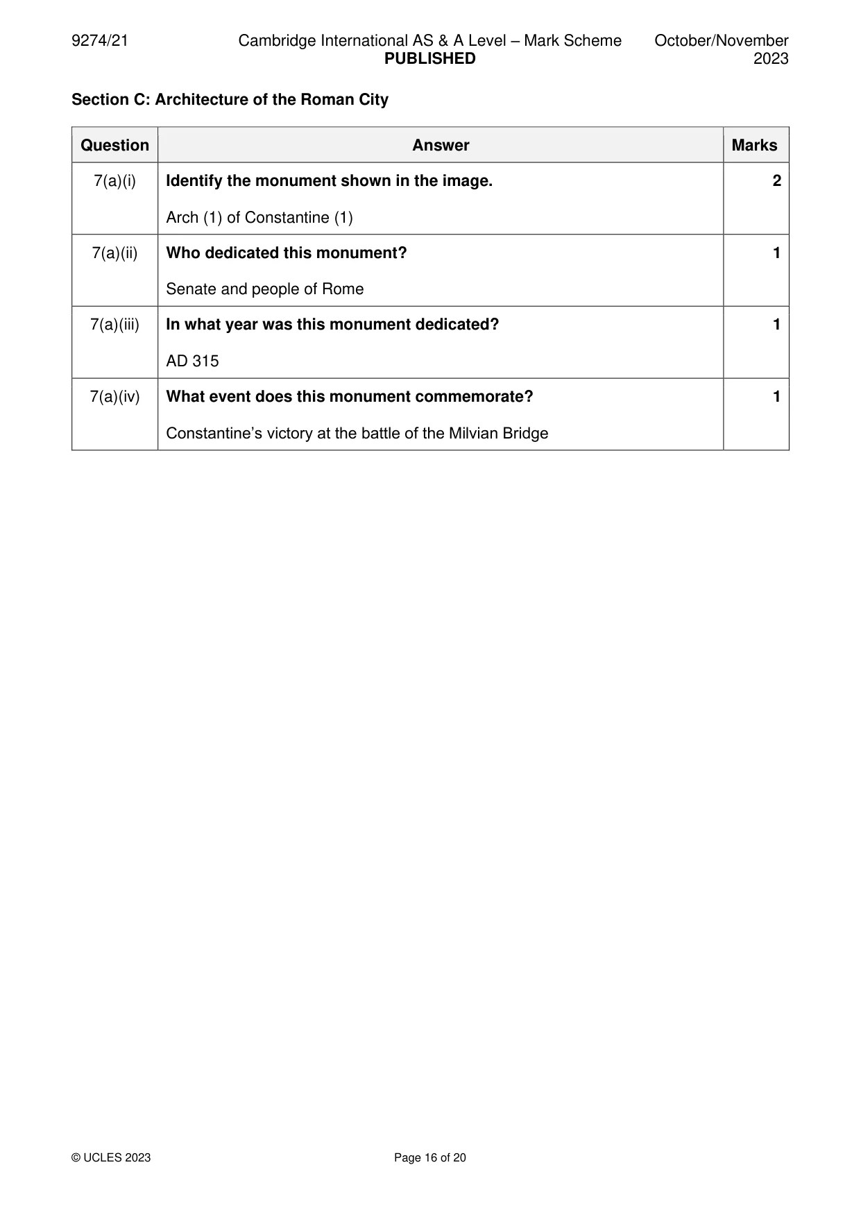 Mark scheme, page 16 of 20