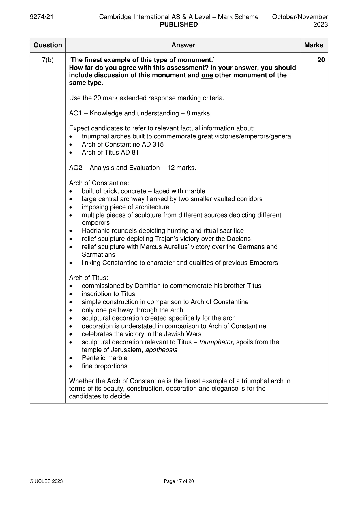 Mark scheme, page 17 of 20