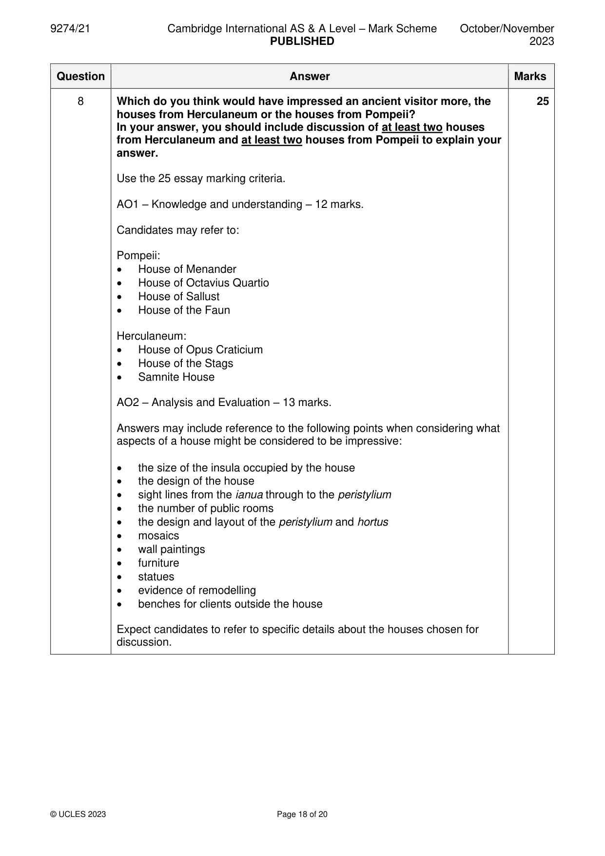 Mark scheme, page 18 of 20