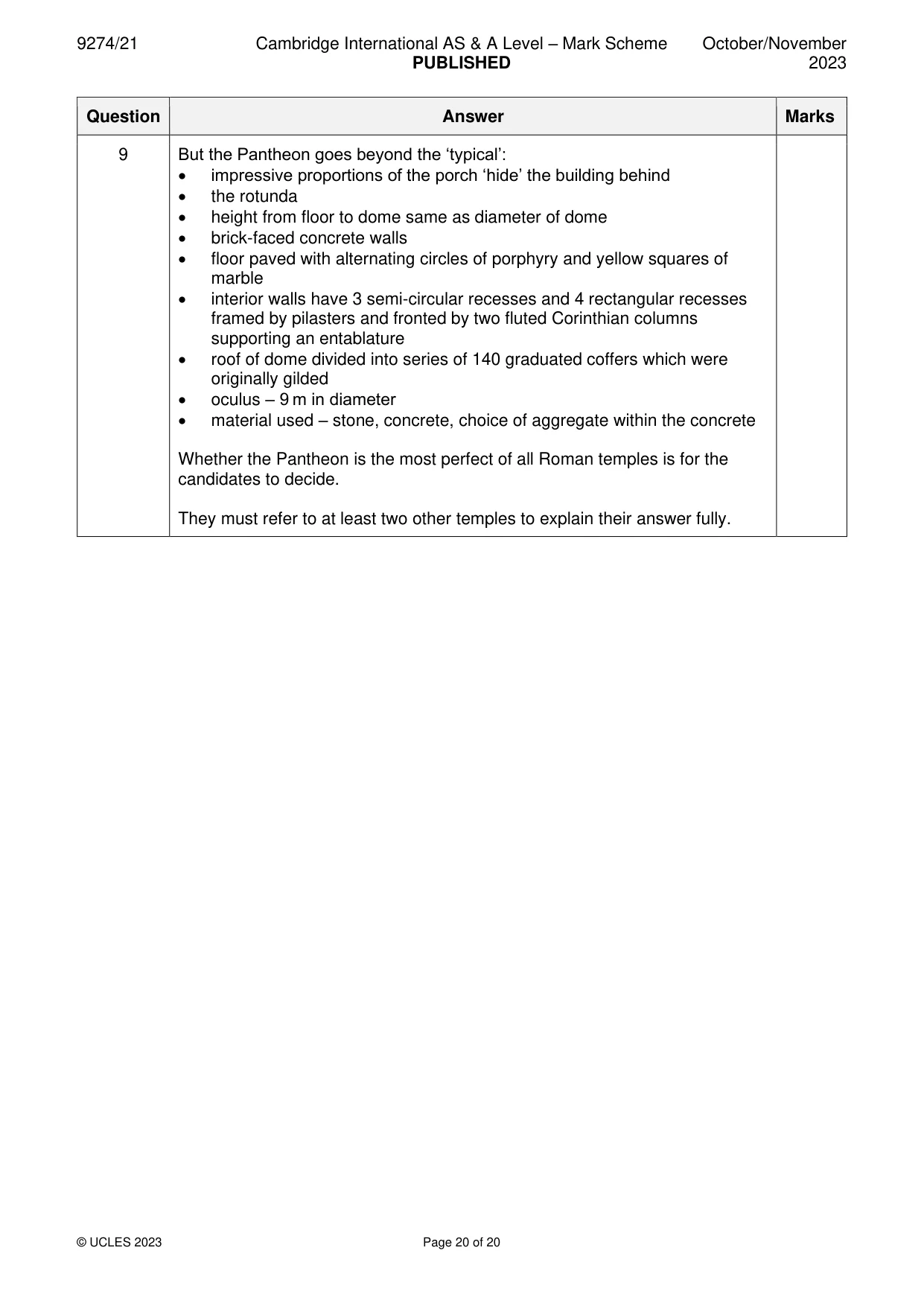 Mark scheme, page 20 of 20
