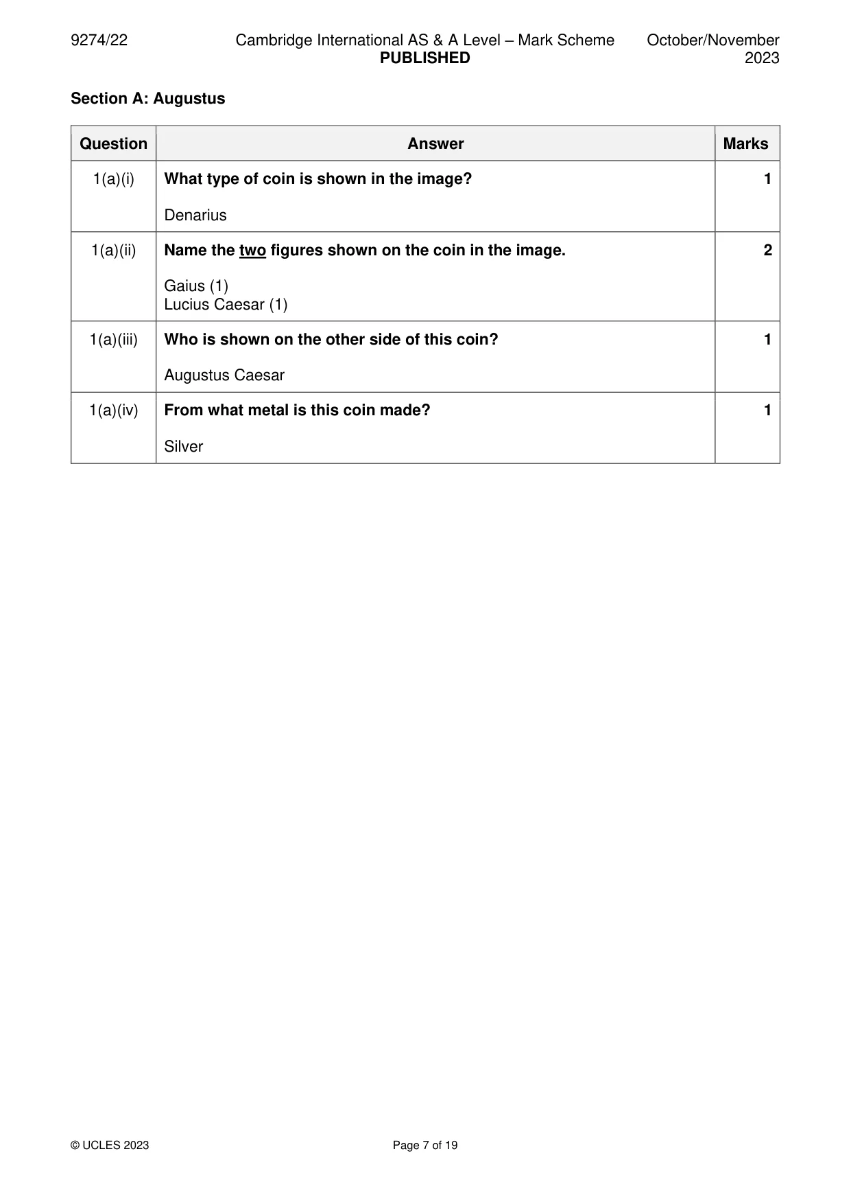 Mark scheme, page 7 of 19