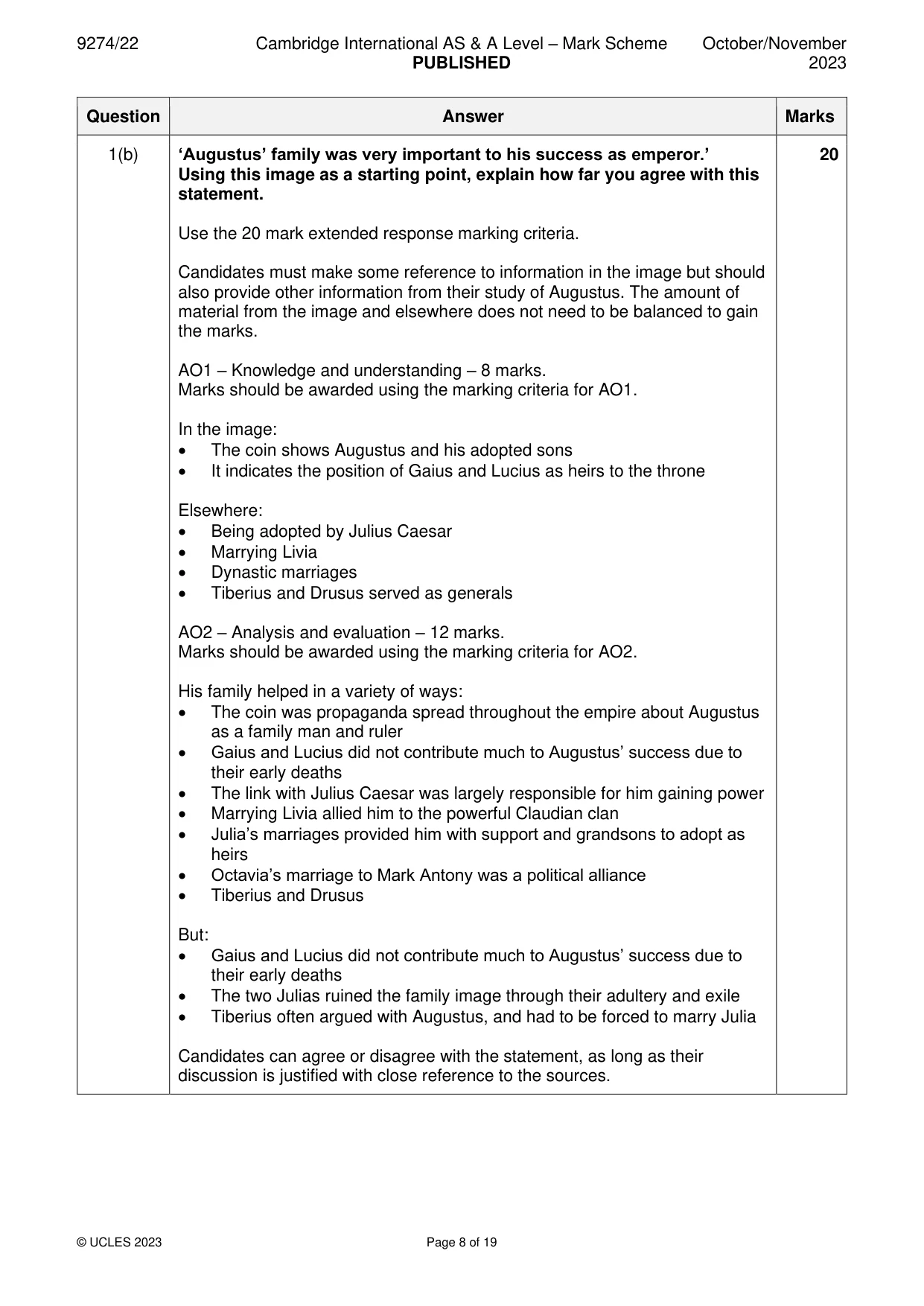Mark scheme, page 8 of 19