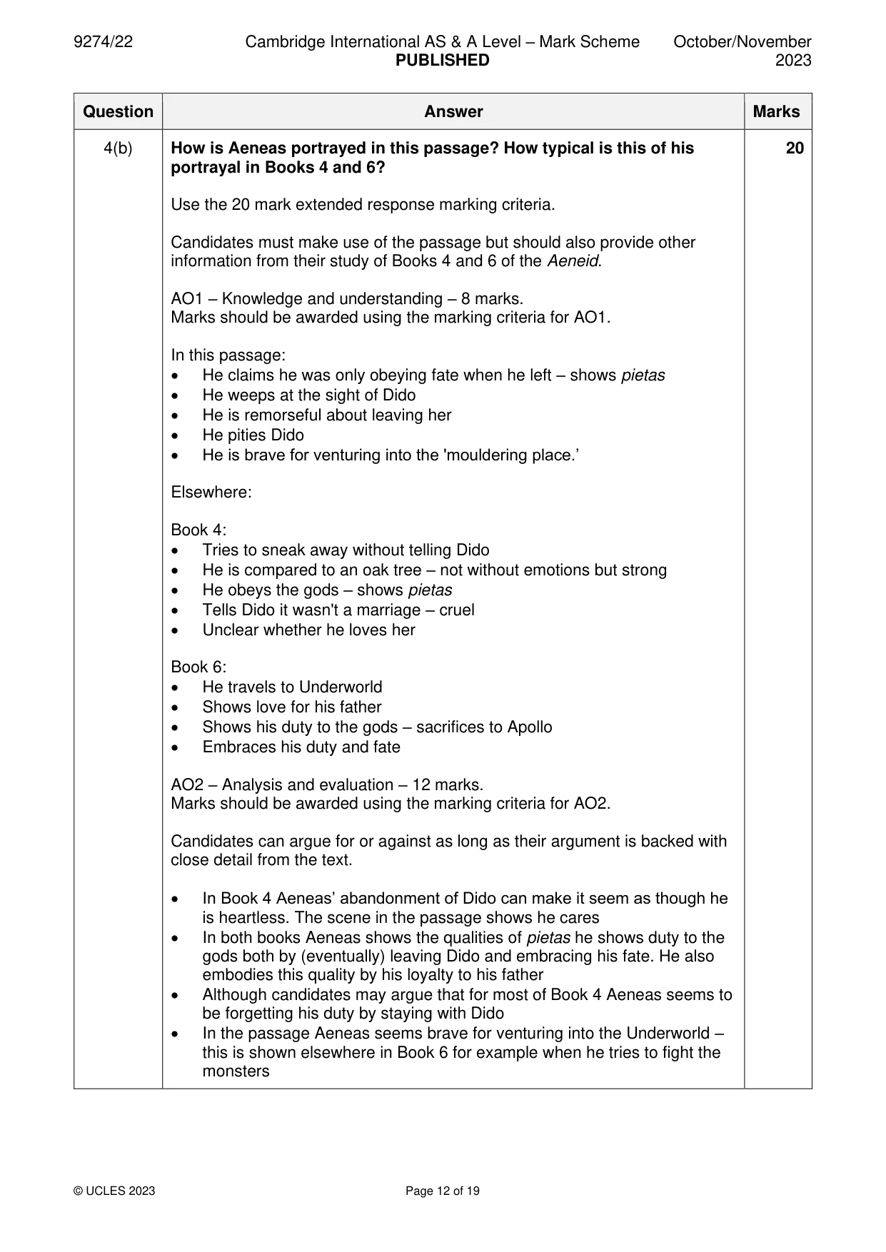Mark scheme, page 12 of 19