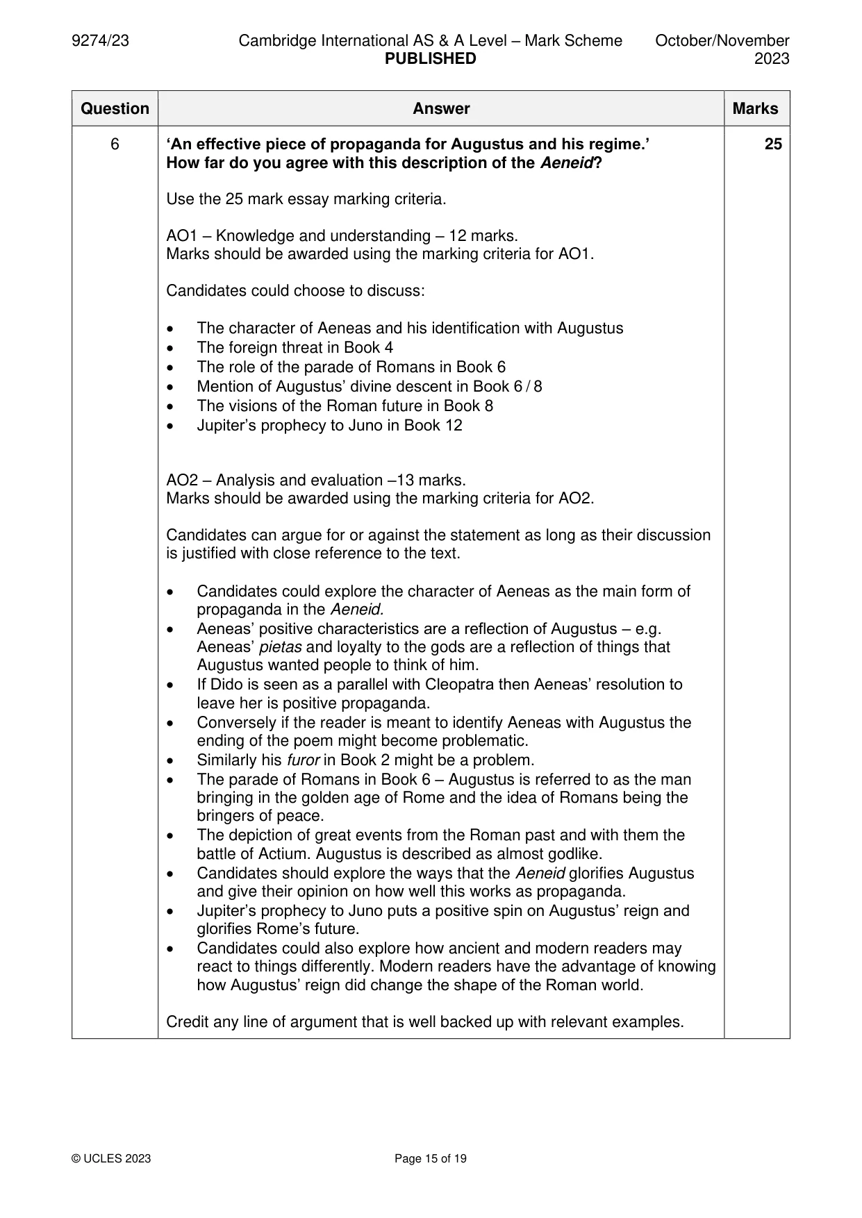 Mark scheme, page 15 of 19