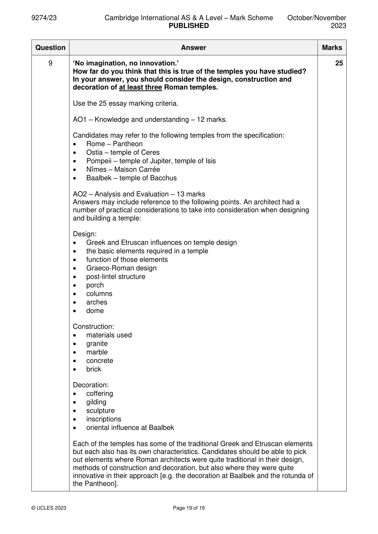 Mark scheme, page 19 of 19