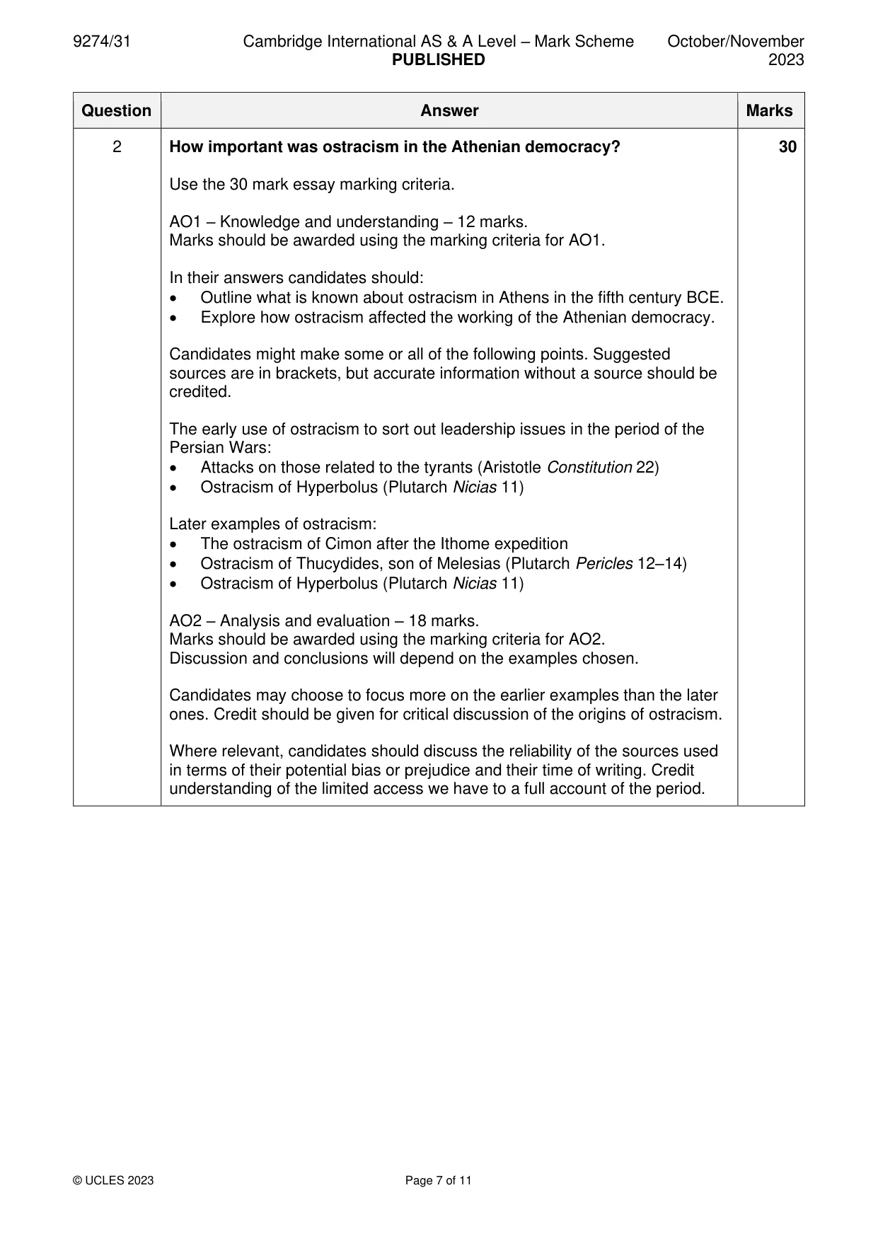 Mark scheme, page 7 of 11
