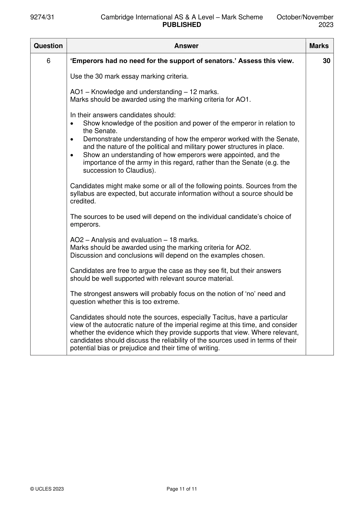 Mark scheme, page 11 of 11