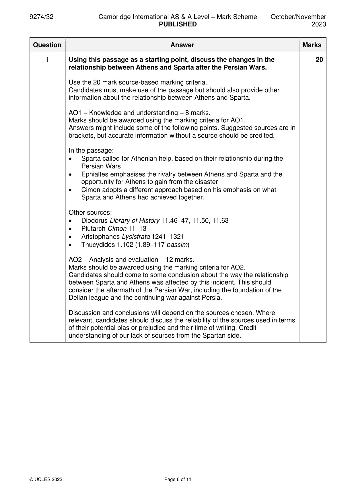 Mark scheme, page 6 of 11