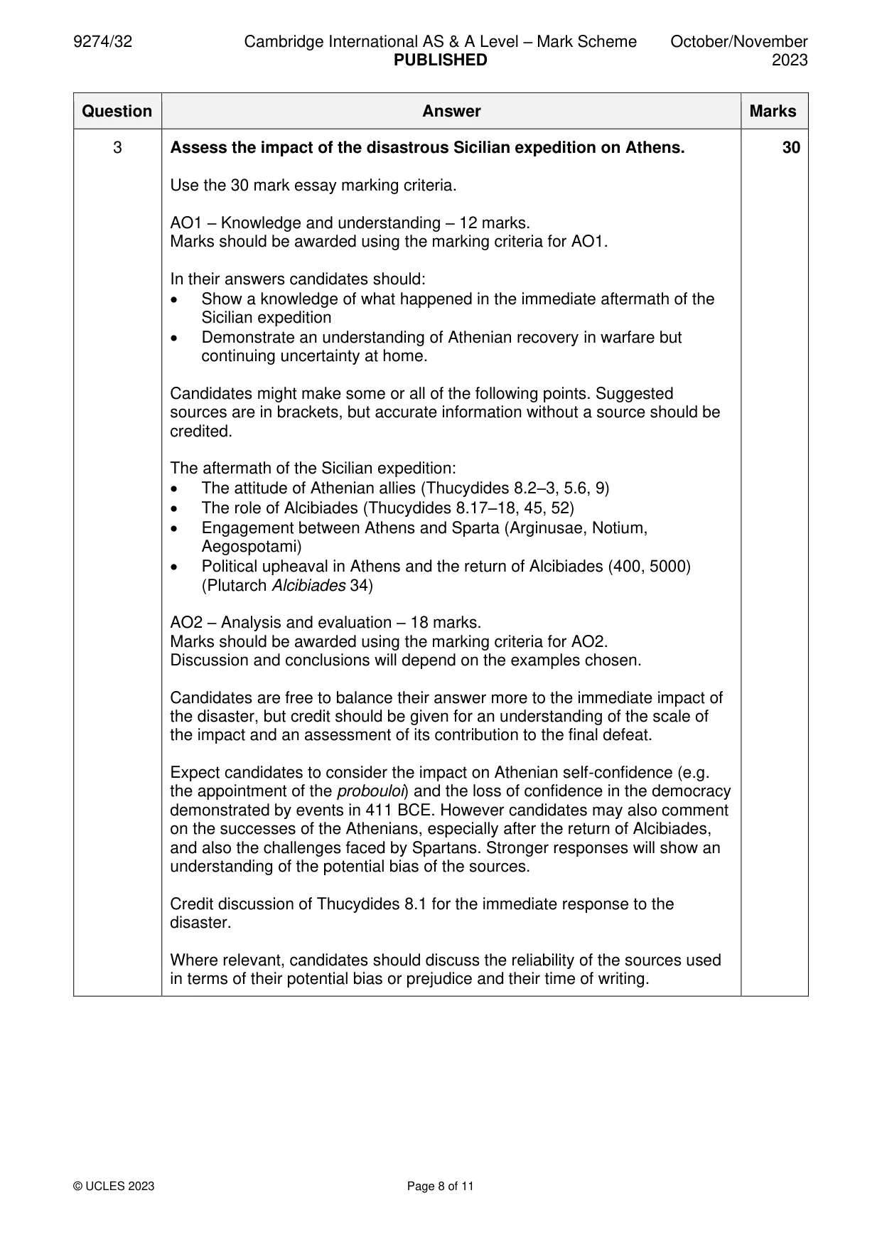 Mark scheme, page 8 of 11