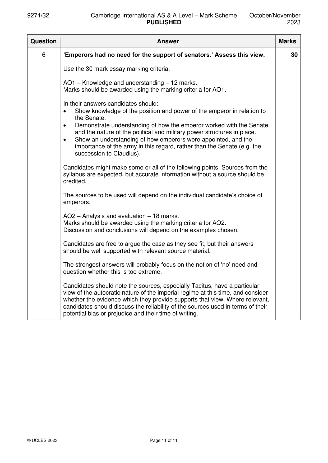 Mark scheme, page 11 of 11
