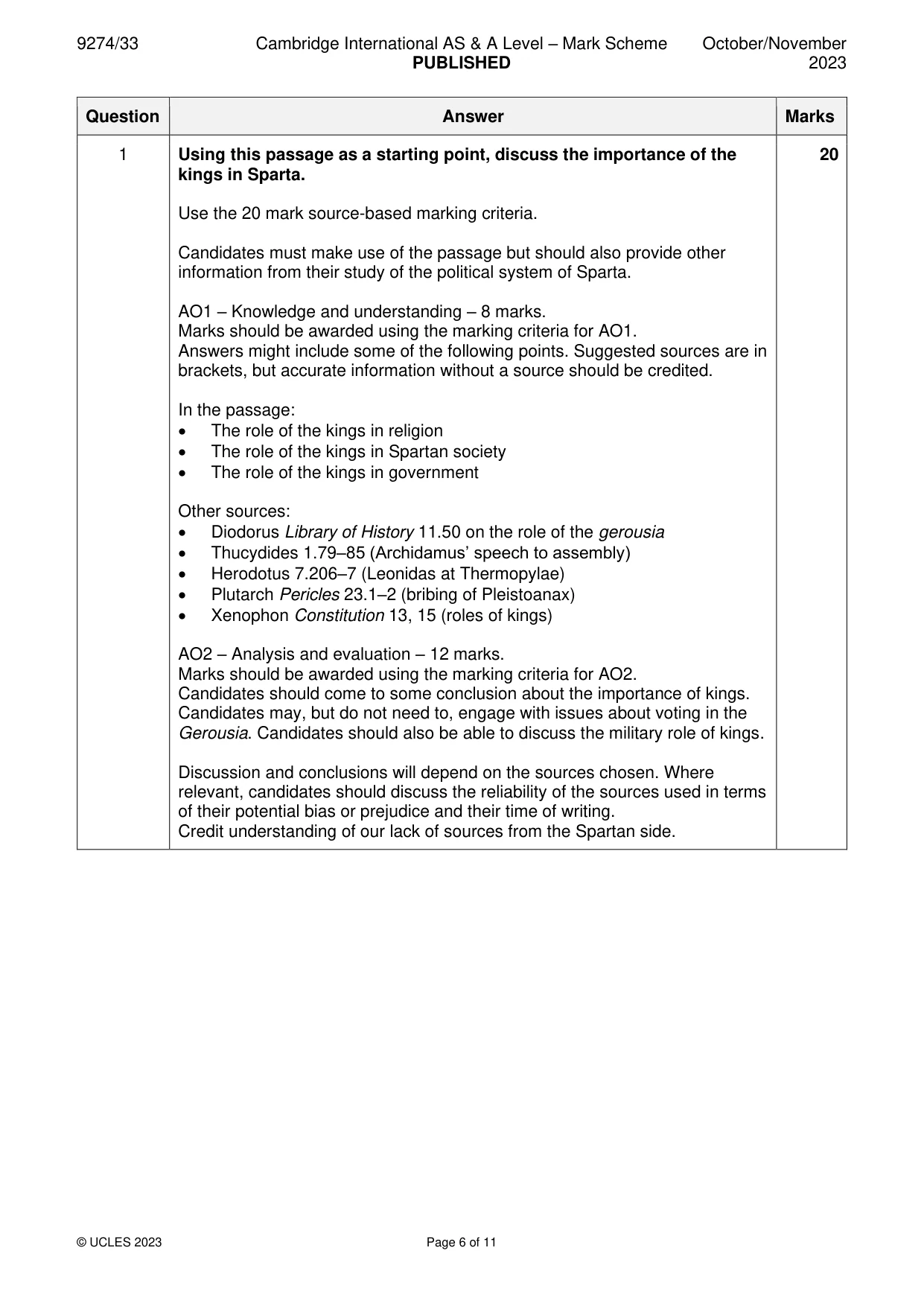 Mark scheme, page 6 of 11