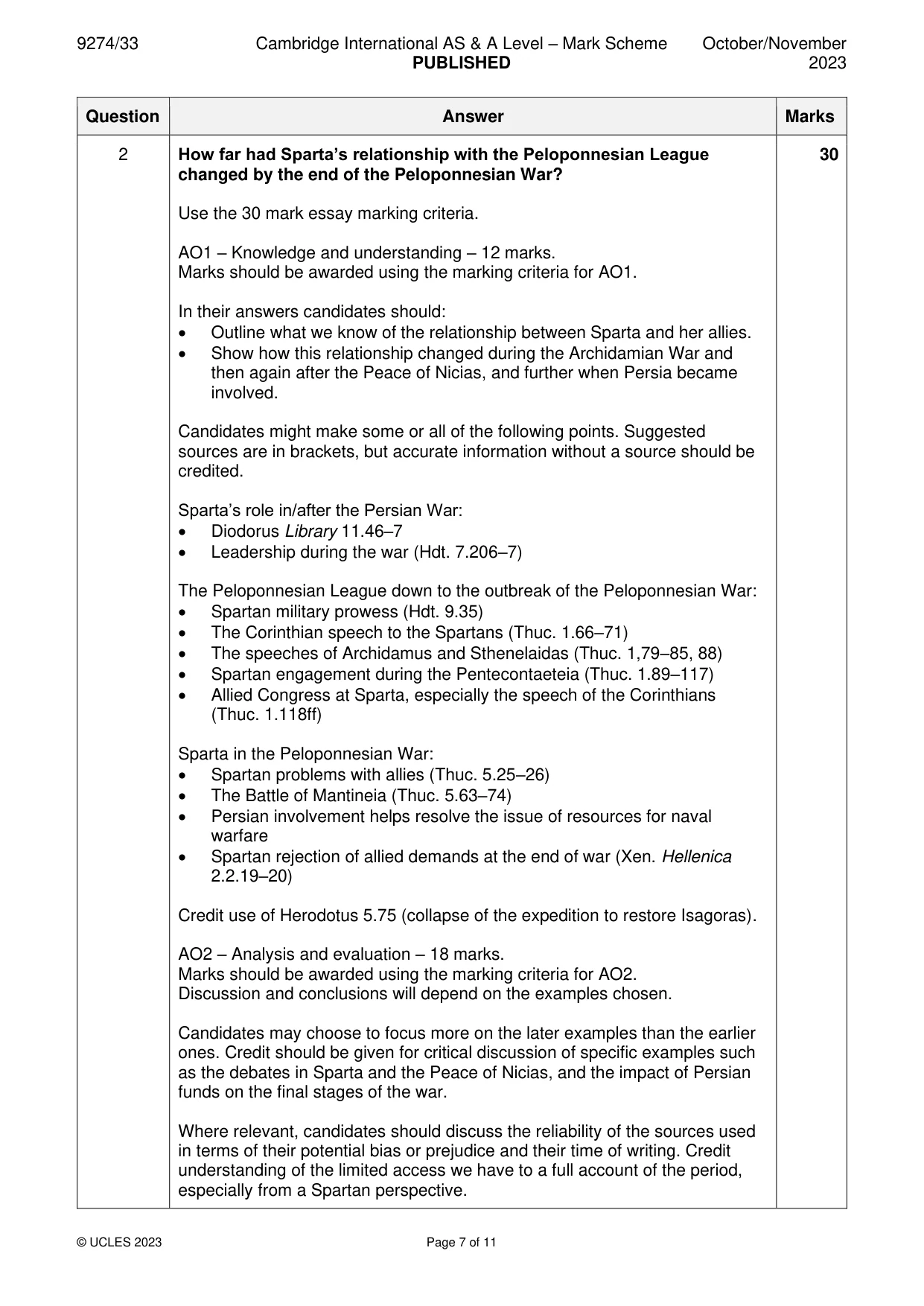 Mark scheme, page 7 of 11