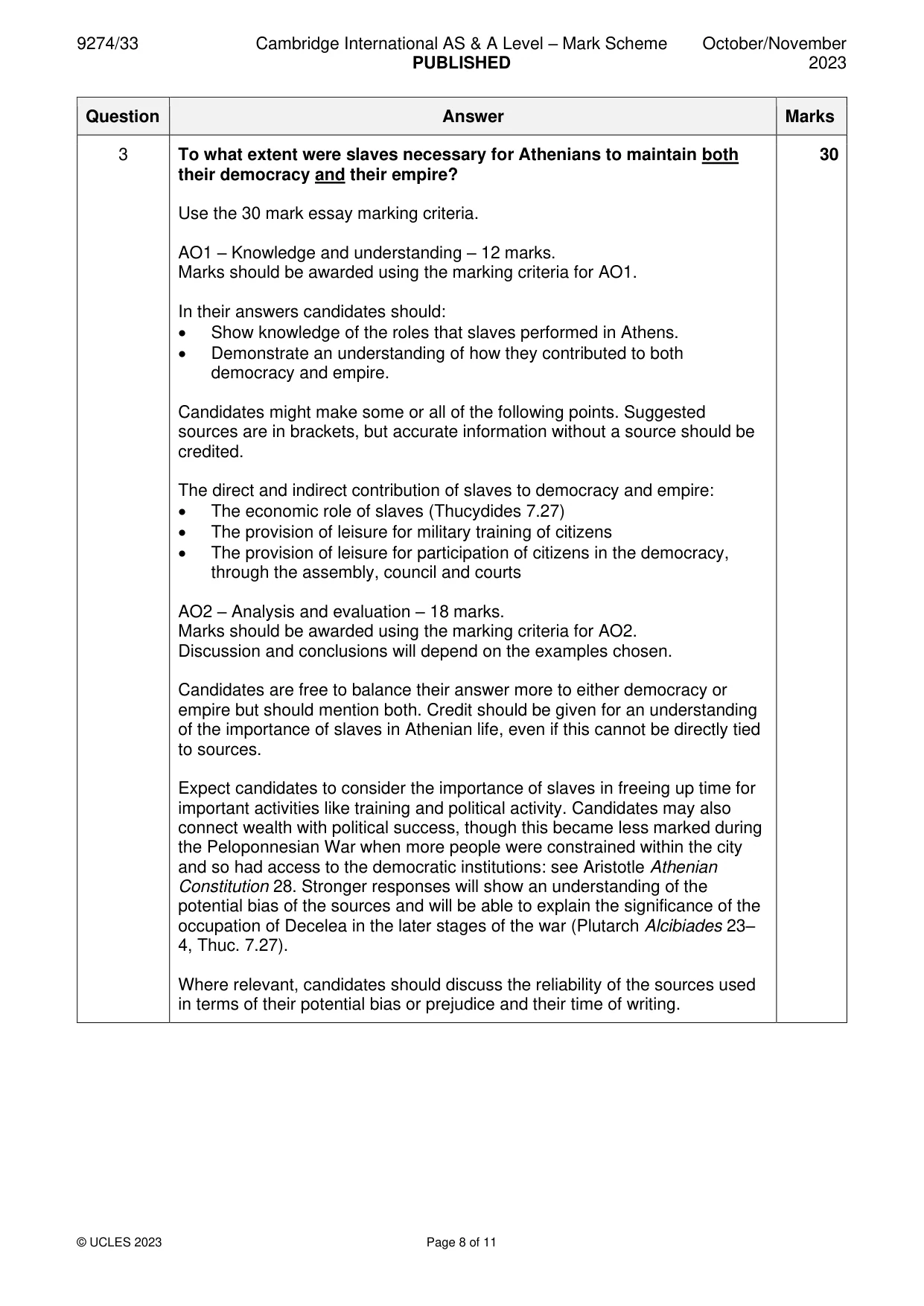 Mark scheme, page 8 of 11