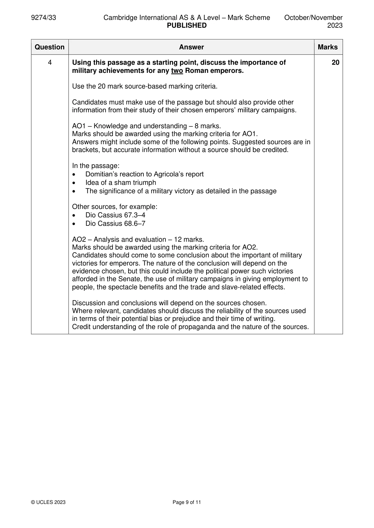 Mark scheme, page 9 of 11
