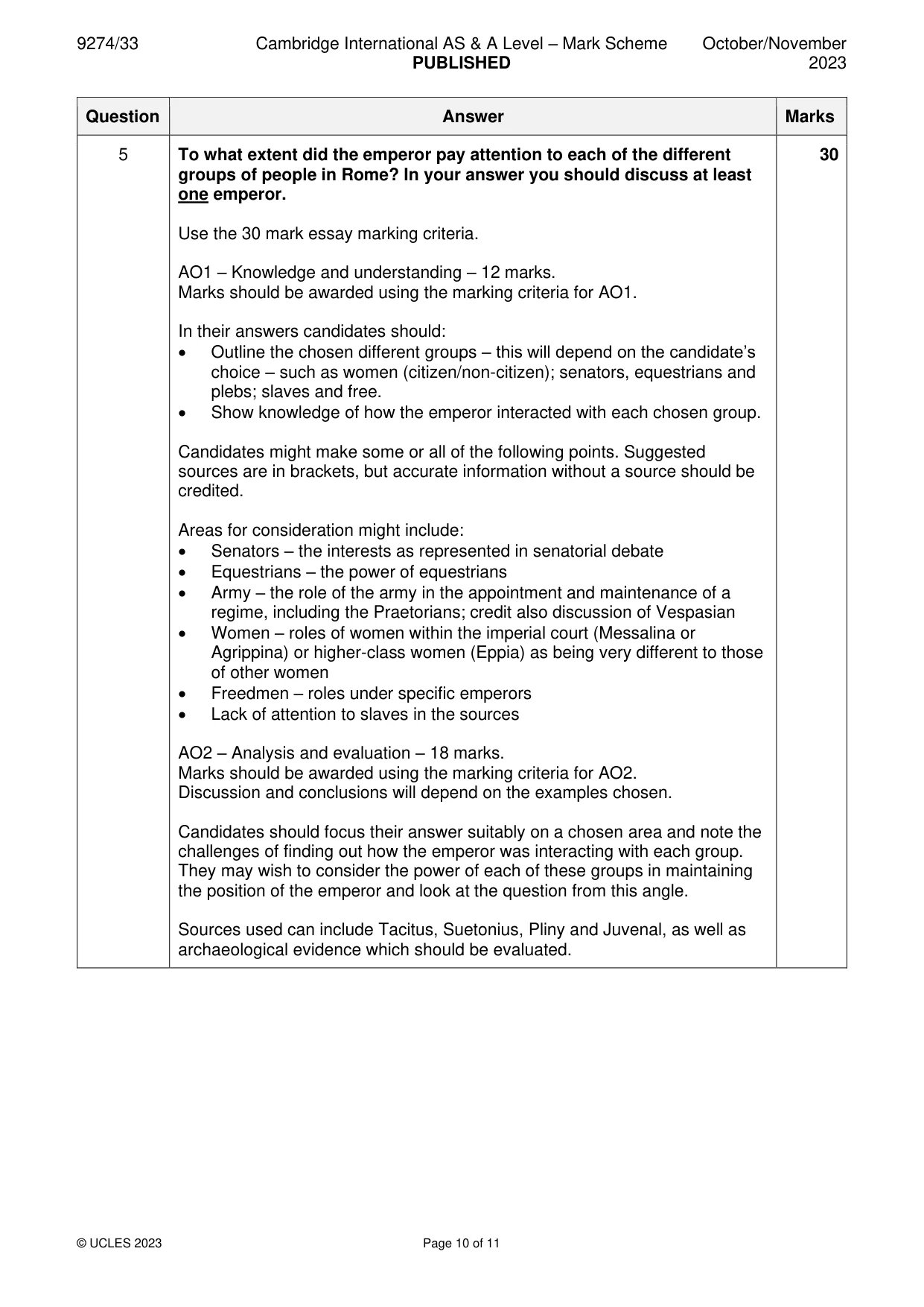 Mark scheme, page 10 of 11