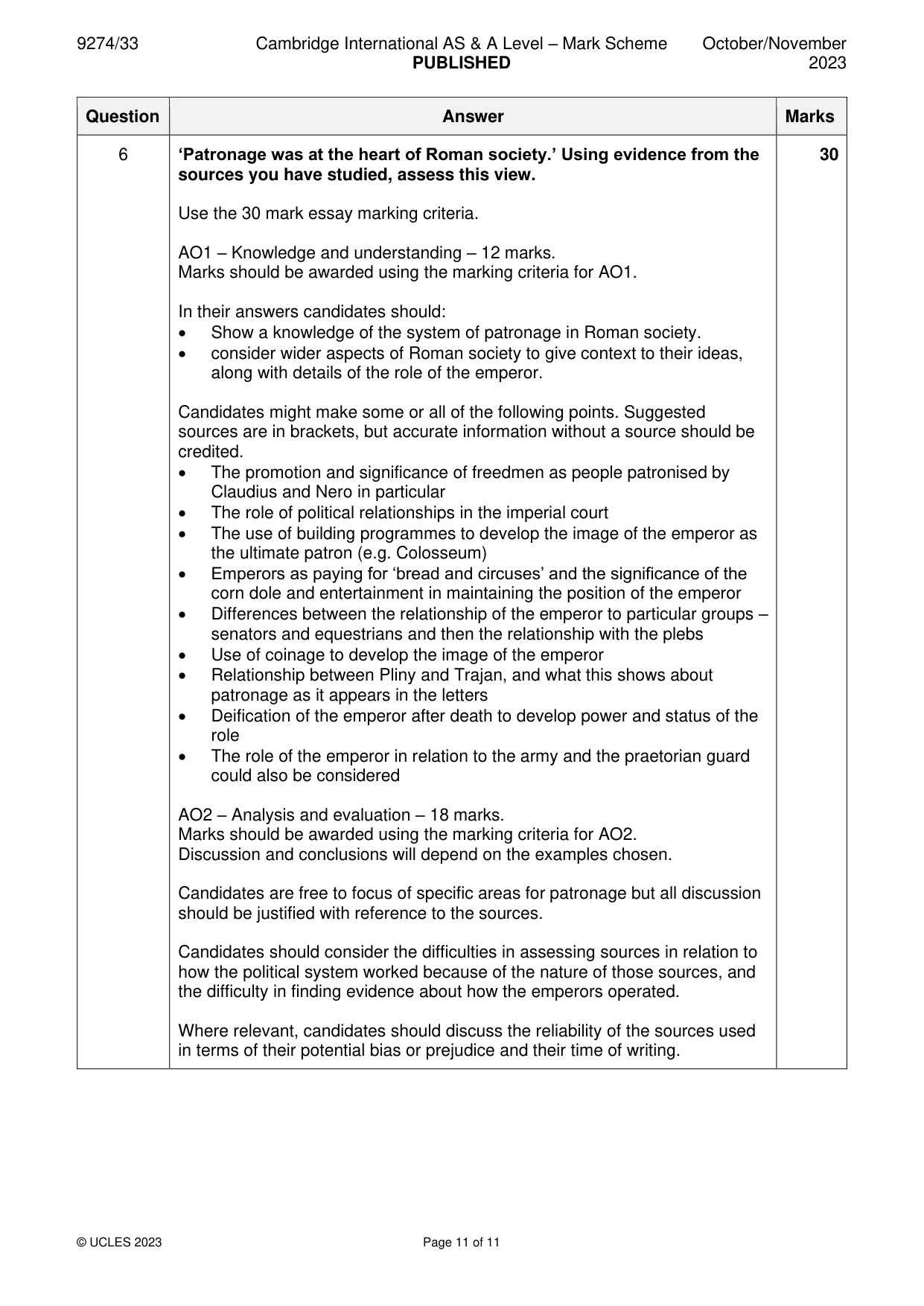 Mark scheme, page 11 of 11