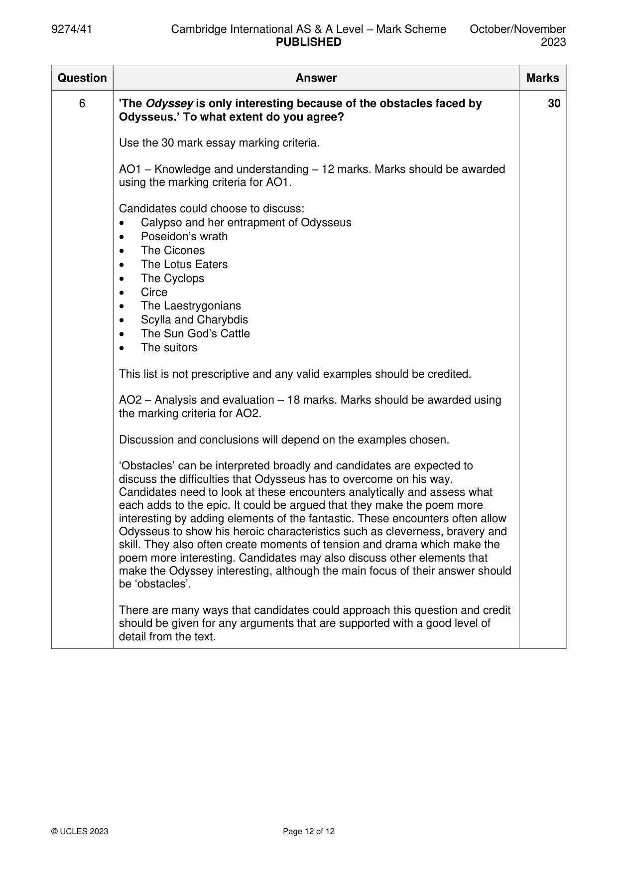 Mark scheme, page 12 of 12