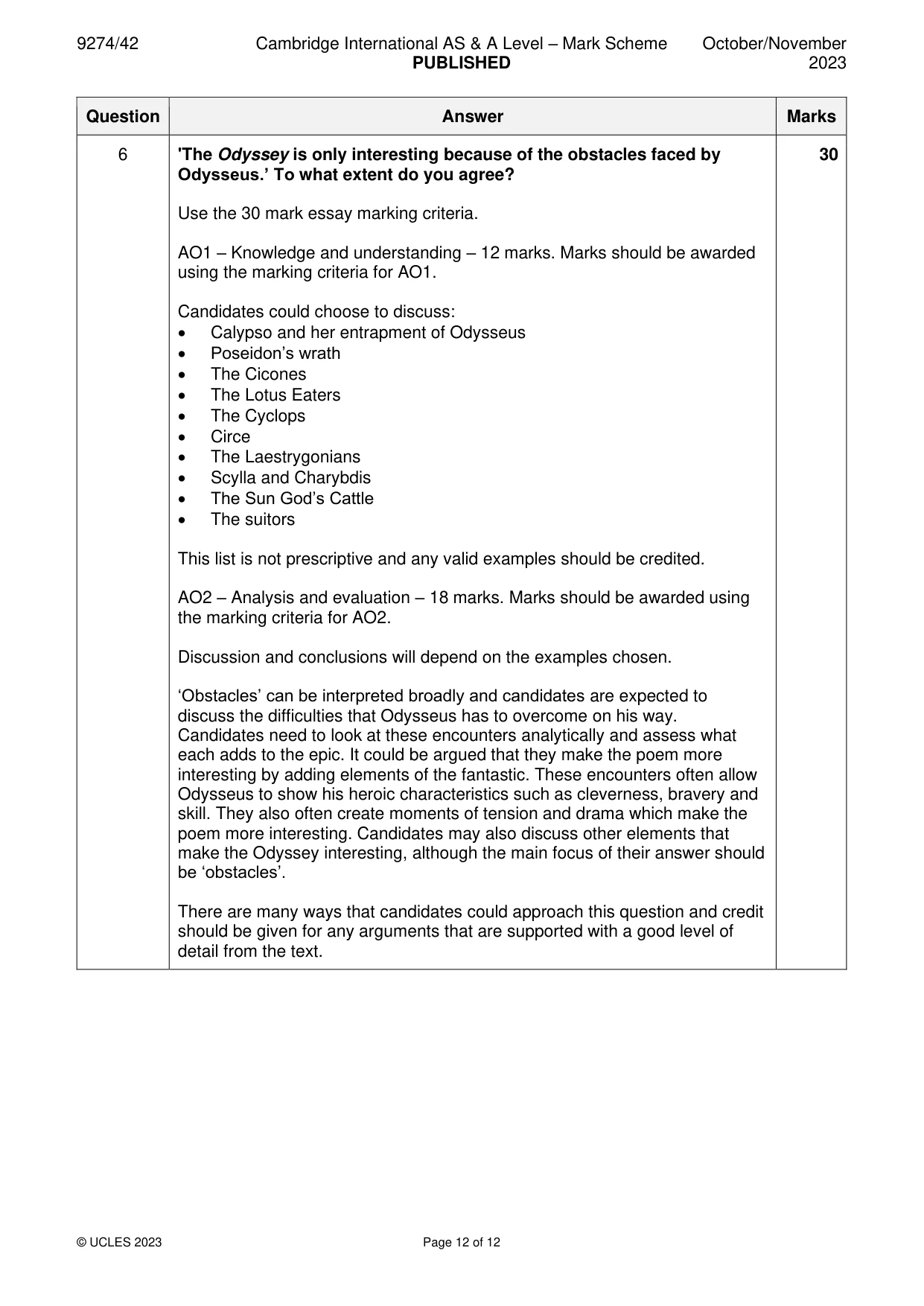 Mark scheme, page 12 of 12