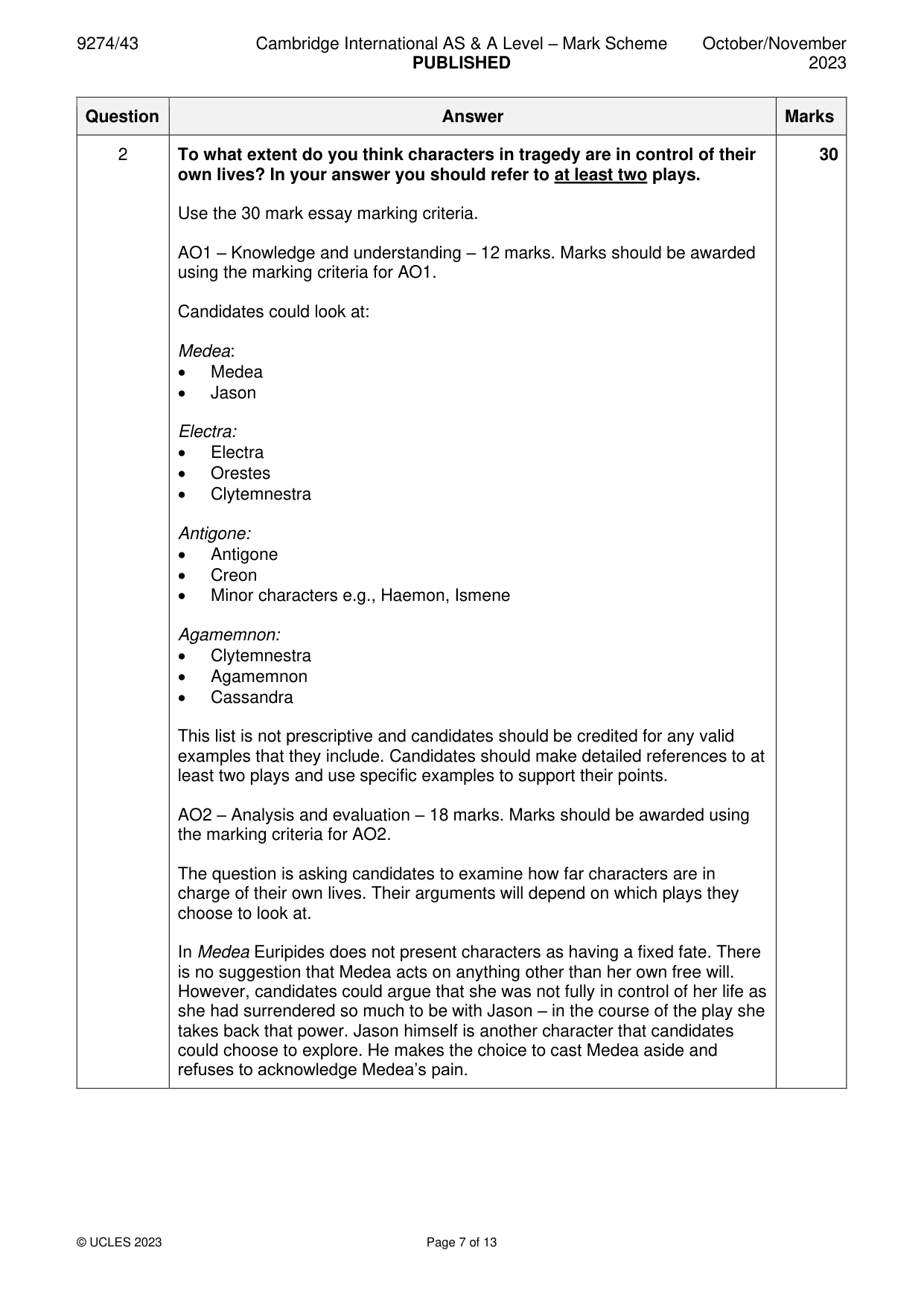 Mark scheme, page 7 of 13