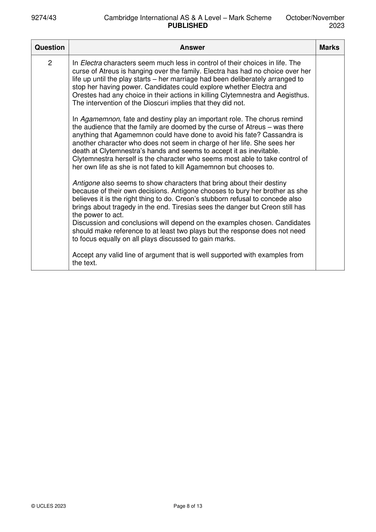 Mark scheme, page 8 of 13