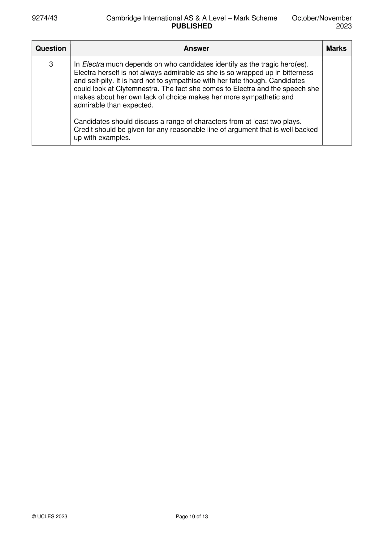 Mark scheme, page 10 of 13
