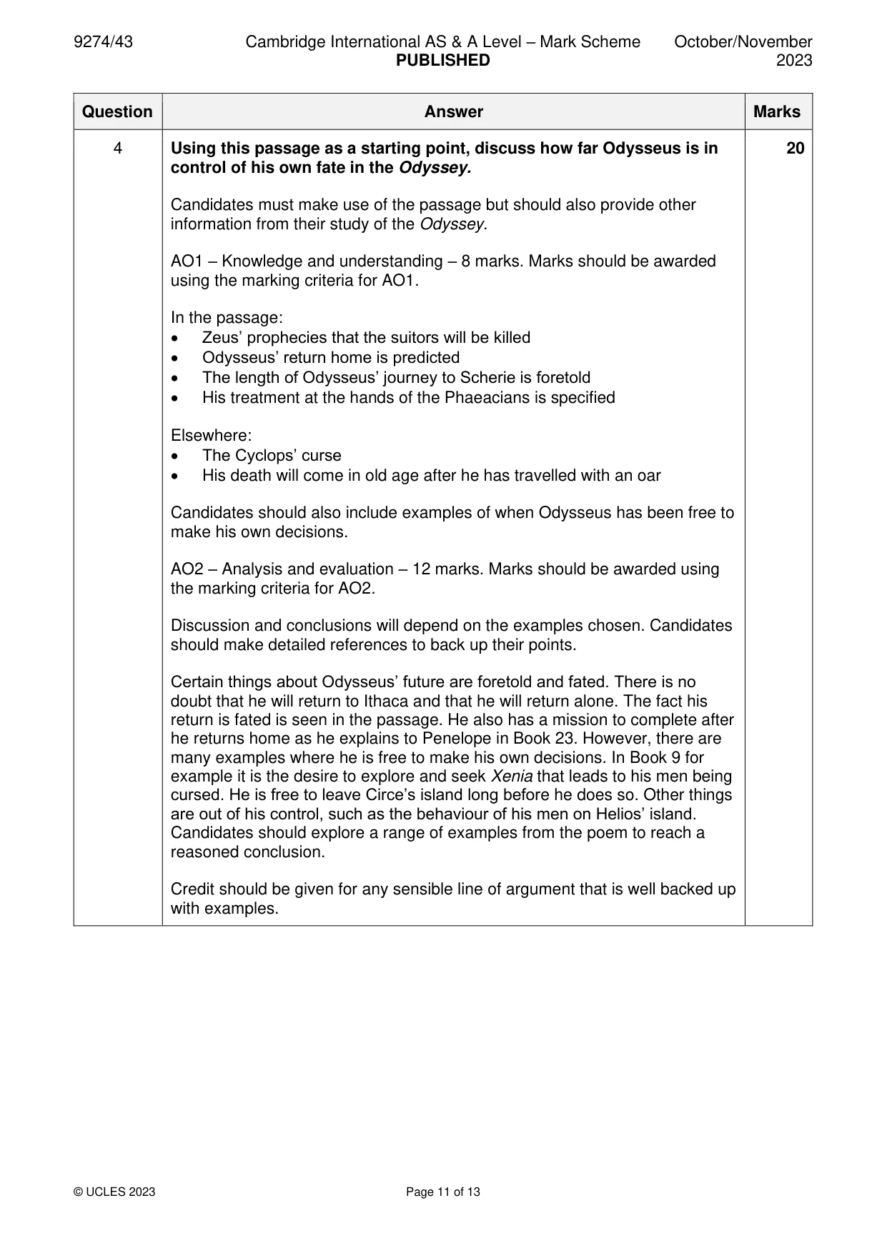 Mark scheme, page 11 of 13