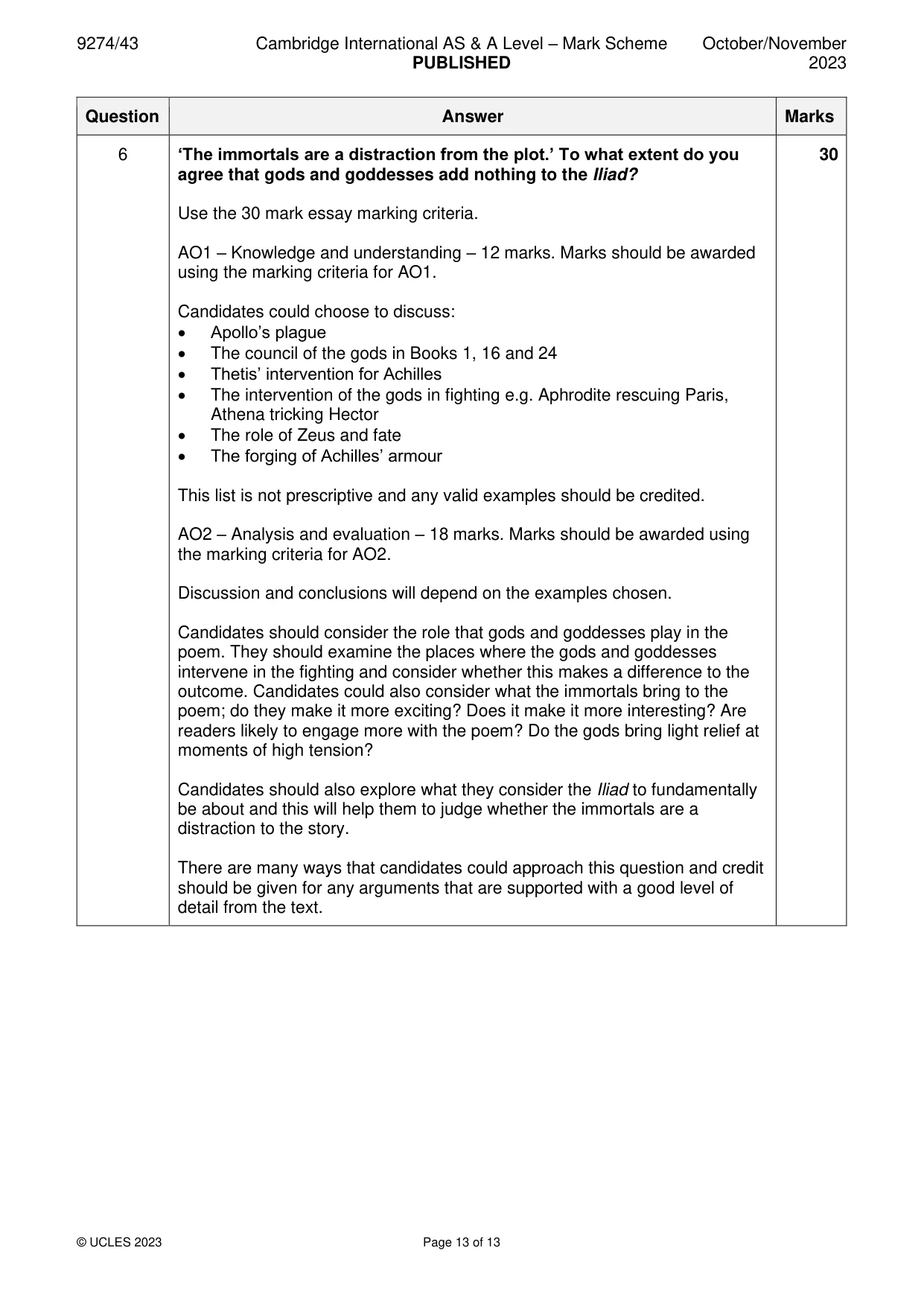 Mark scheme, page 13 of 13