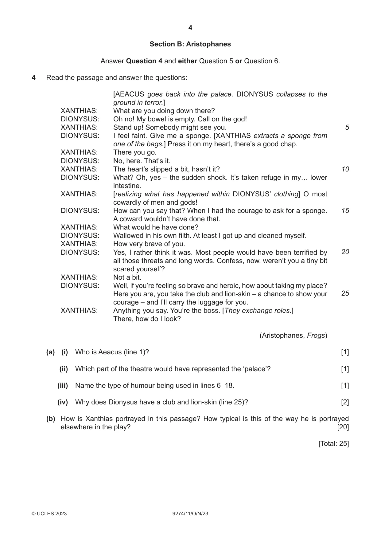 Cambridge A Level Classical Studies 9274 2023 Oct/Nov Paper 1 · Variant 1 question paper, page 4 of 8