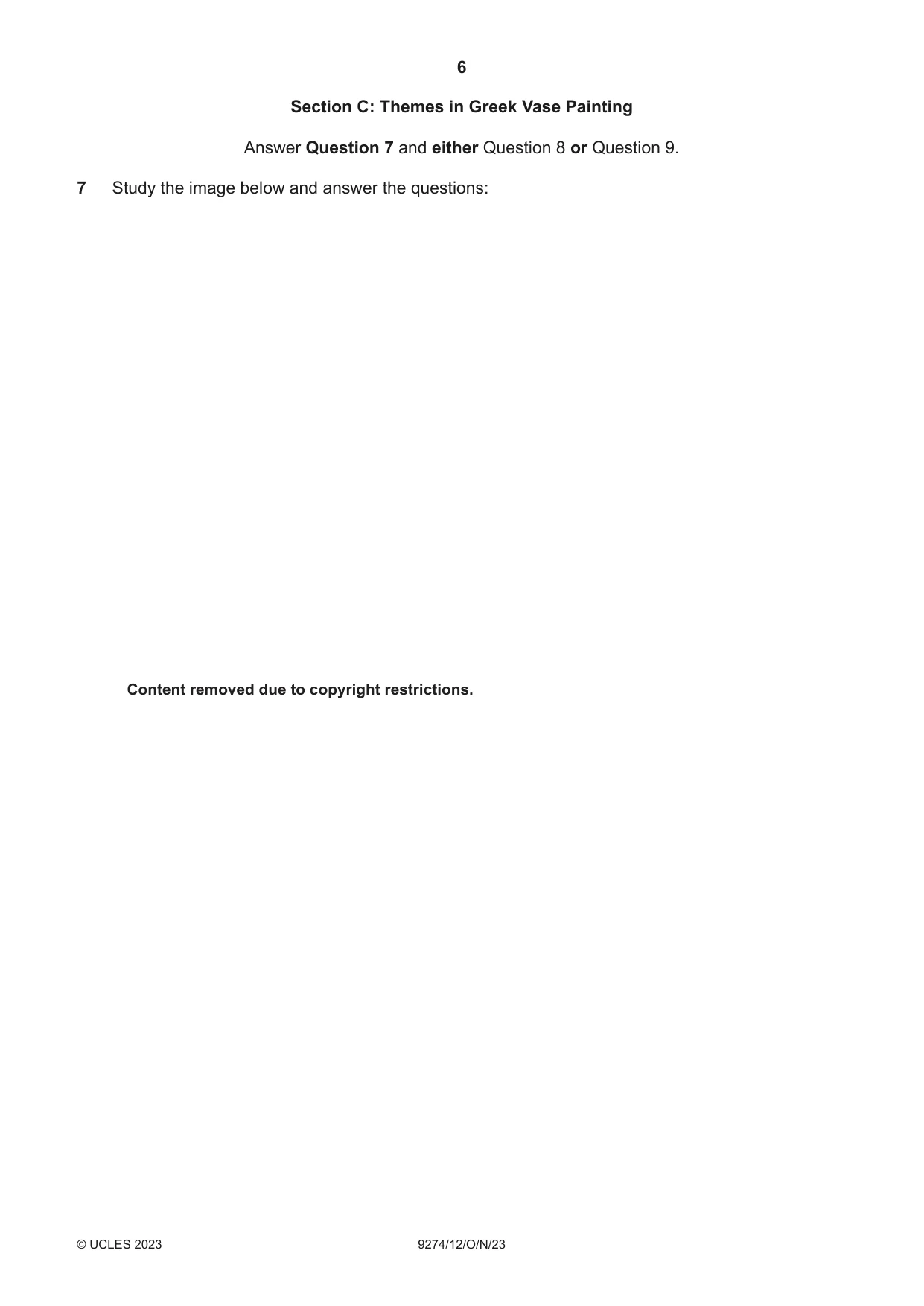 Cambridge A Level Classical Studies 9274 2023 Oct/Nov Paper 1 · Variant 2 question paper, page 6 of 8