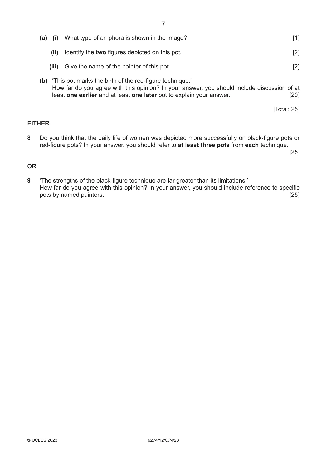 Cambridge A Level Classical Studies 9274 2023 Oct/Nov Paper 1 · Variant 2 question paper, page 7 of 8