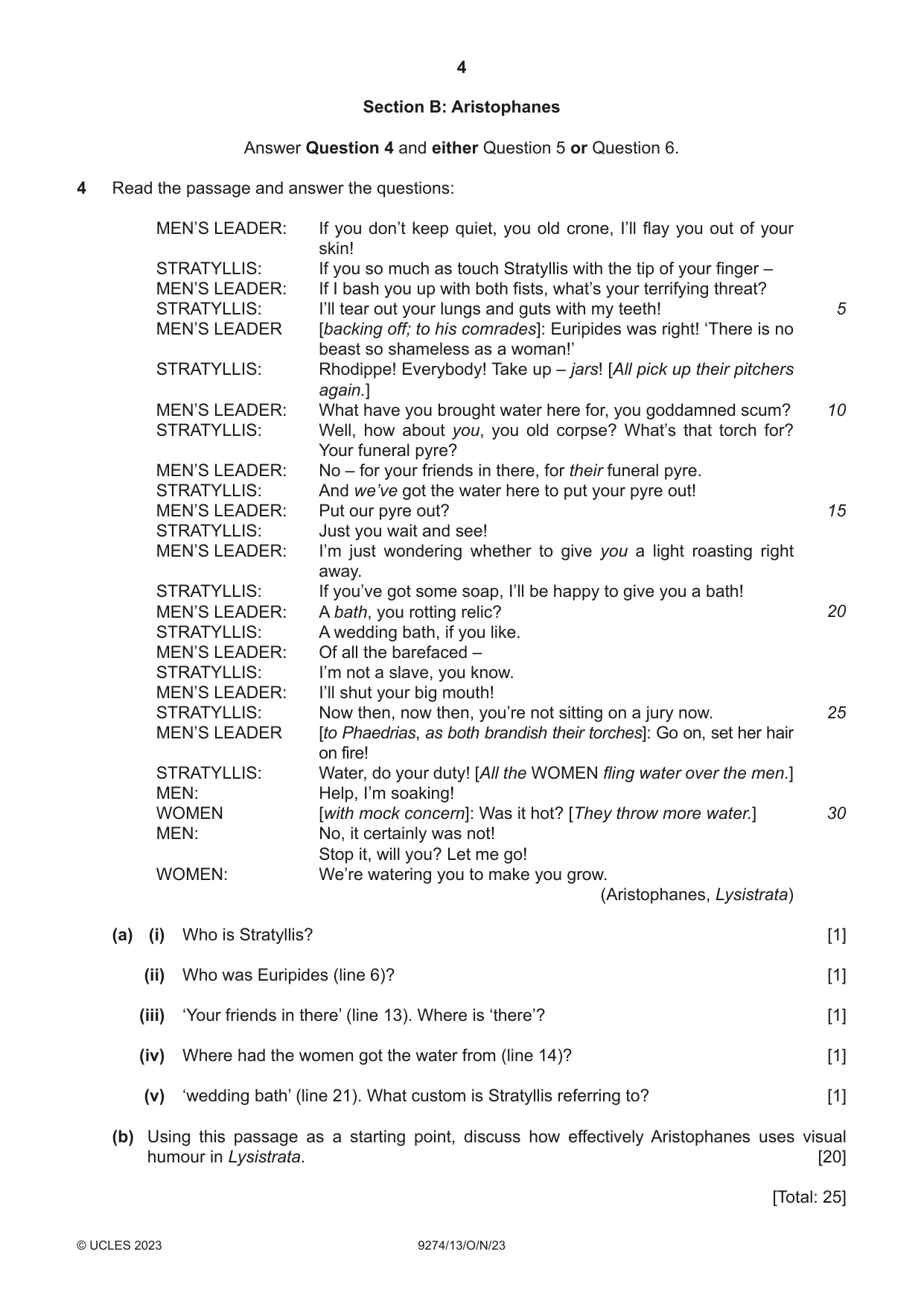 Cambridge A Level Classical Studies 9274 2023 Oct/Nov Paper 1 · Variant 3 question paper, page 4 of 8