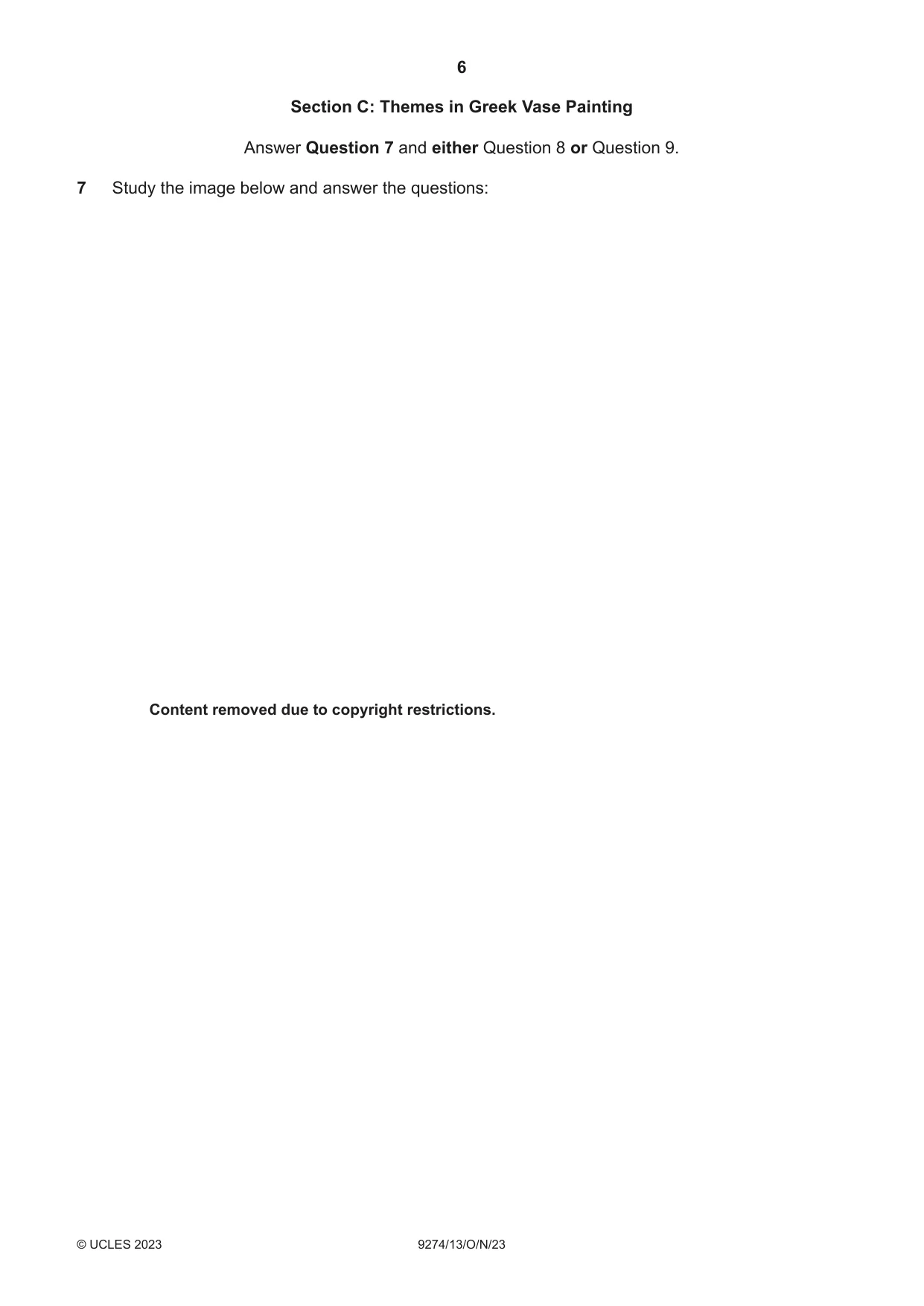 Cambridge A Level Classical Studies 9274 2023 Oct/Nov Paper 1 · Variant 3 question paper, page 6 of 8