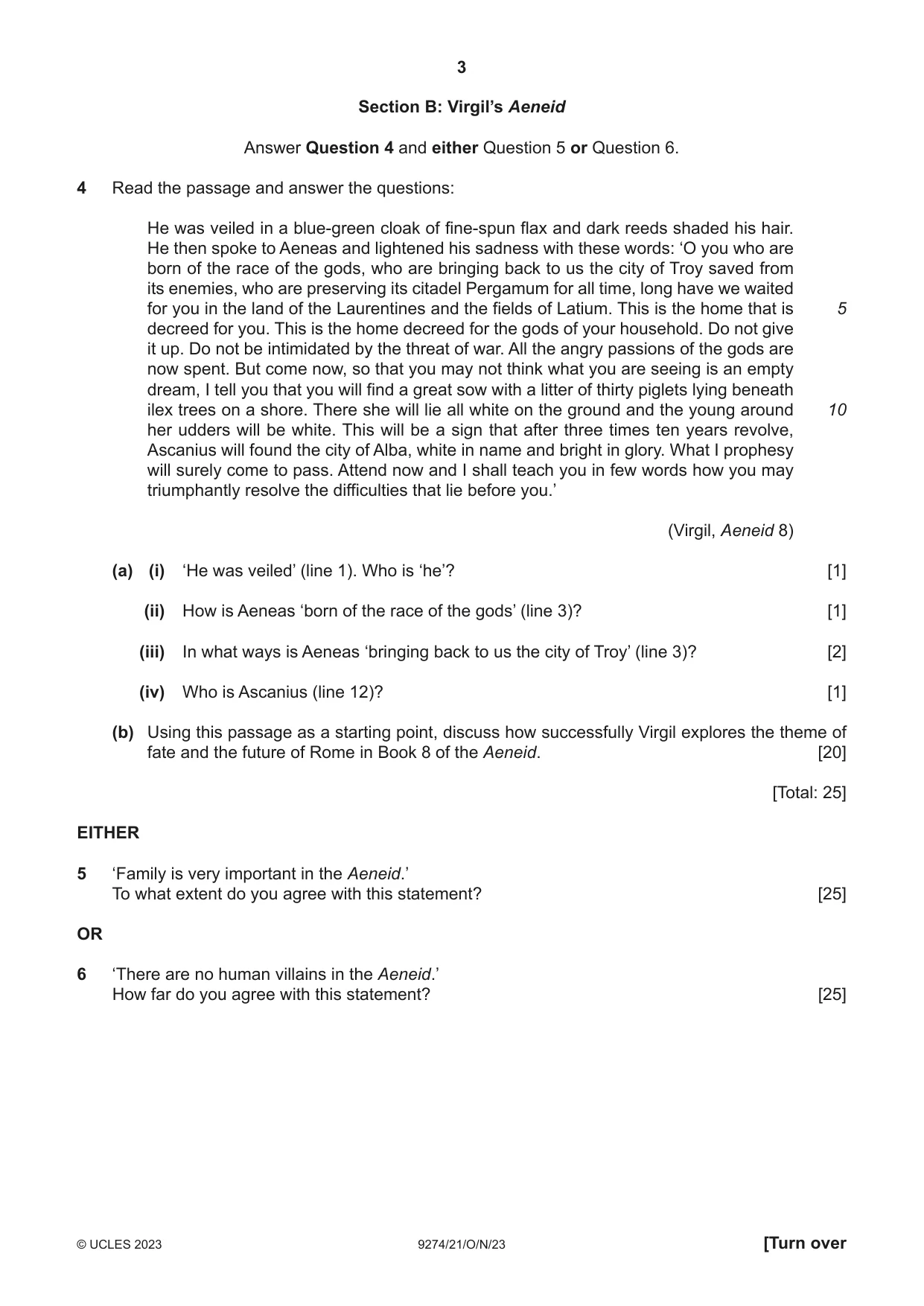 Cambridge A Level Classical Studies 9274 2023 Oct/Nov Paper 2 · Variant 1 question paper, page 3 of 8