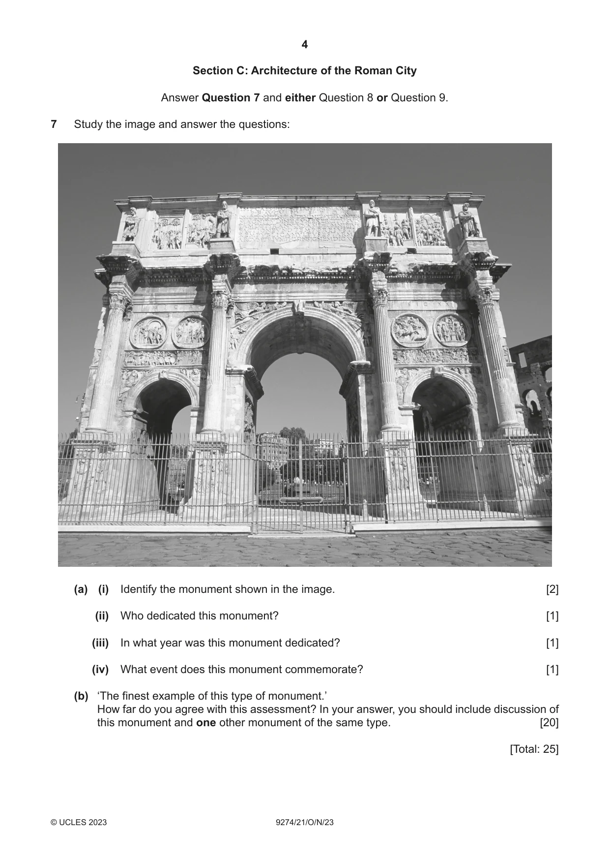 Cambridge A Level Classical Studies 9274 2023 Oct/Nov Paper 2 · Variant 1 question paper, page 4 of 8