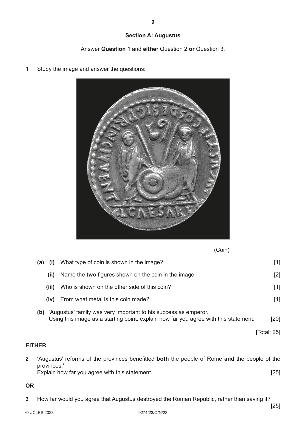 Cambridge A Level Classical Studies 9274 2023 Oct/Nov Paper 2 · Variant 3 question paper, page 2 of 8
