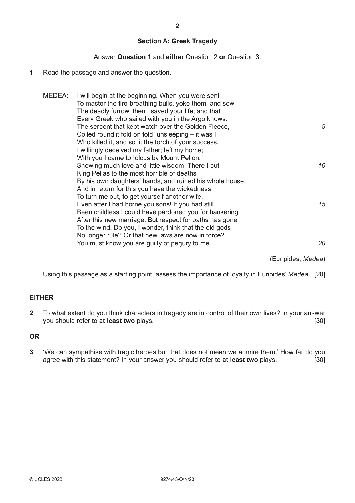 Cambridge A Level Classical Studies 9274 2023 Oct/Nov Paper 4 · Variant 3 question paper, page 2 of 4