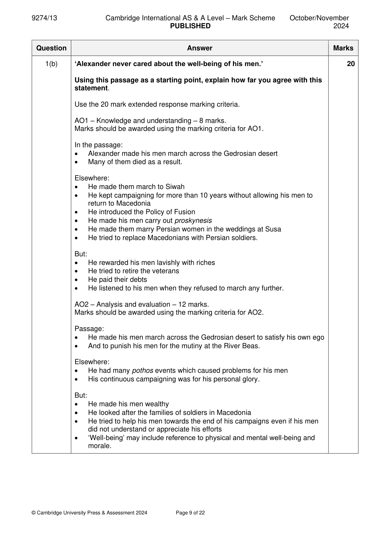 Mark scheme, page 9 of 22