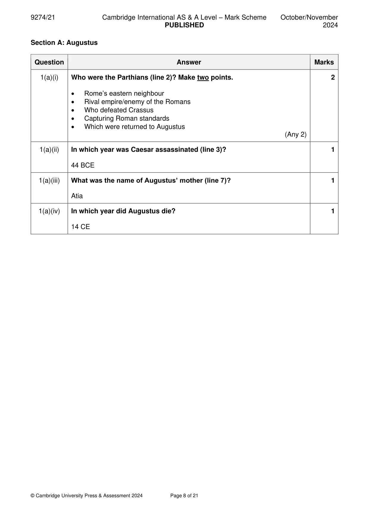 Mark scheme, page 8 of 21