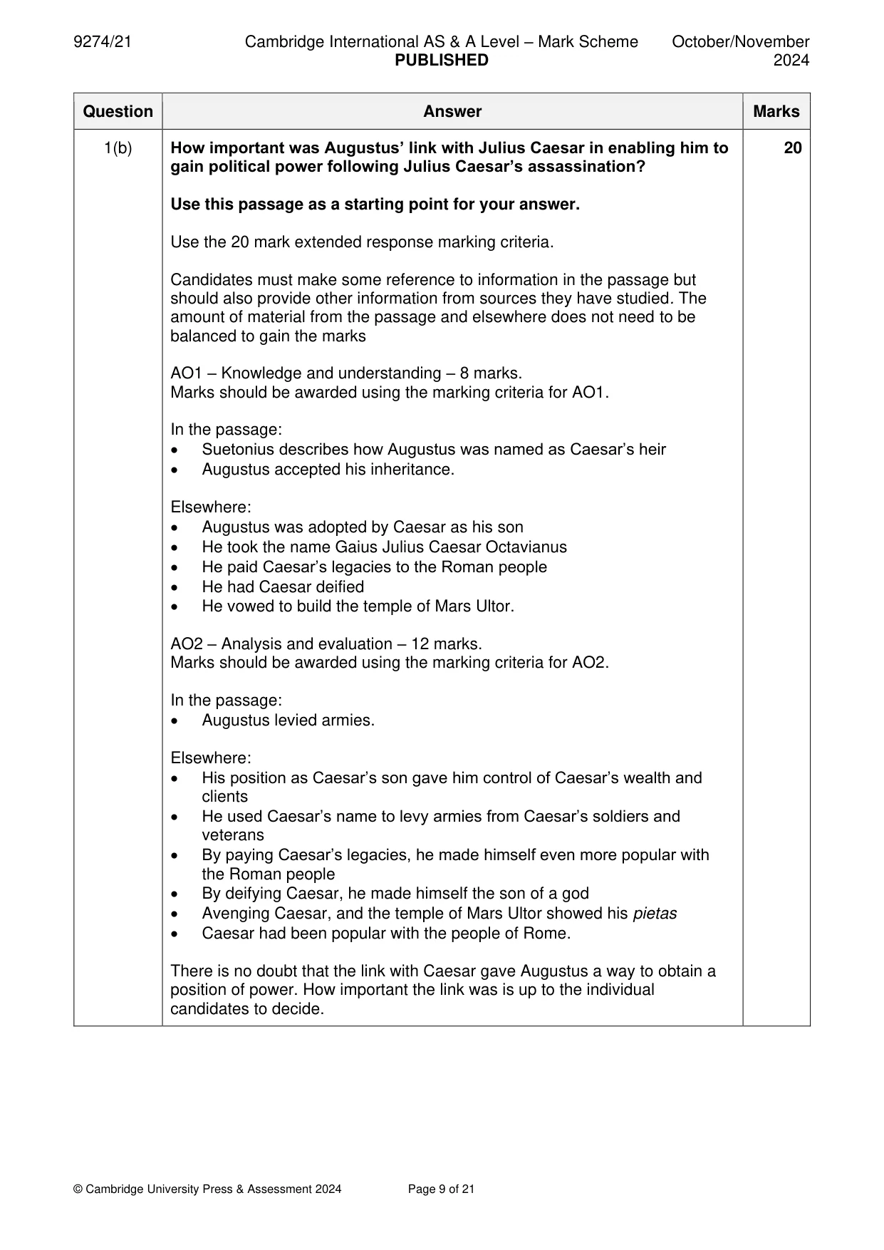 Mark scheme, page 9 of 21