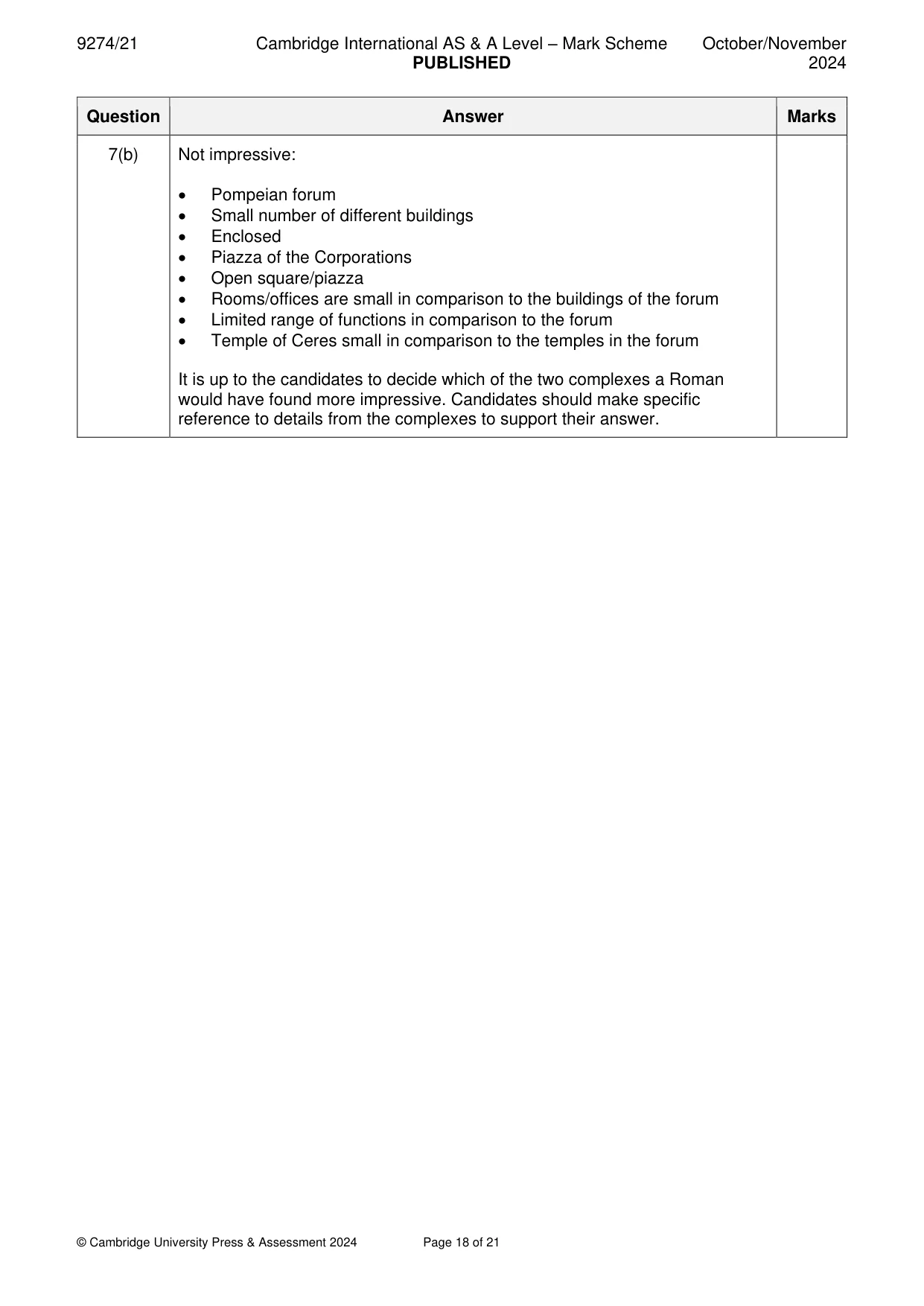 Mark scheme, page 18 of 21