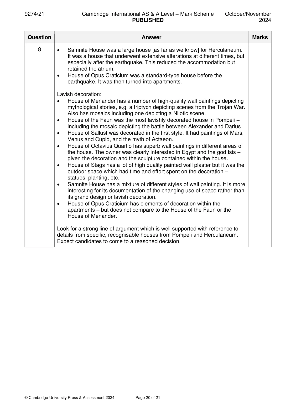 Mark scheme, page 20 of 21