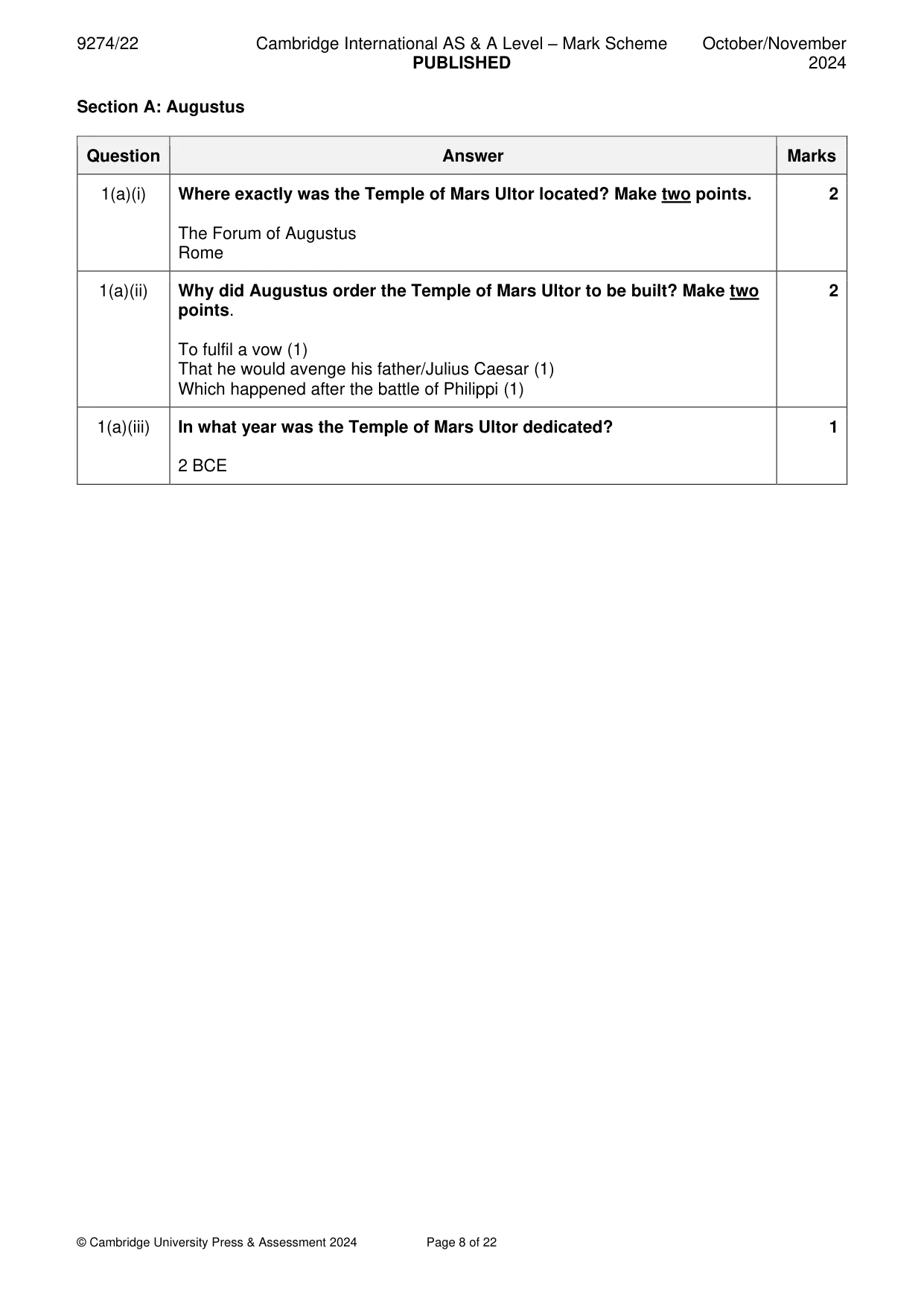 Mark scheme, page 8 of 22