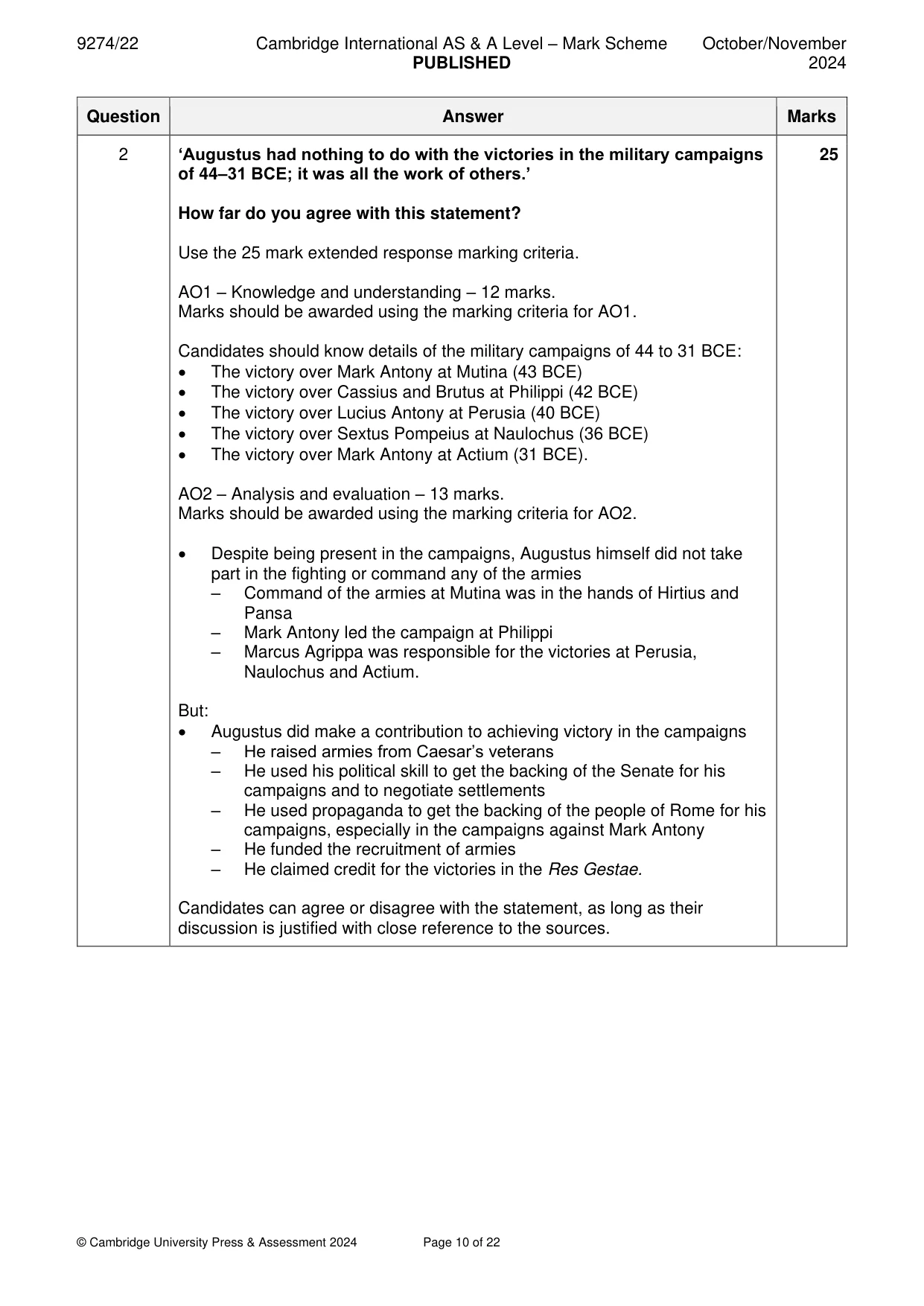 Mark scheme, page 10 of 22