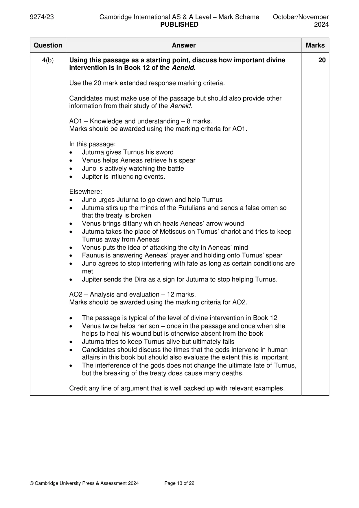 Mark scheme, page 13 of 22