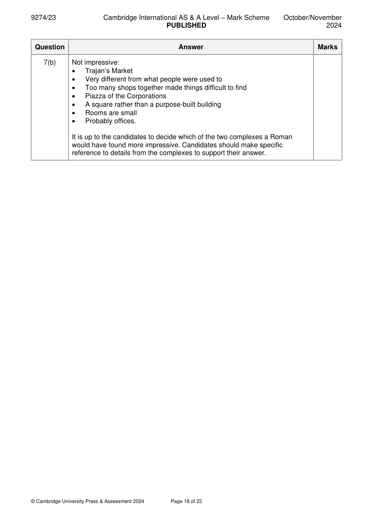 Mark scheme, page 18 of 22